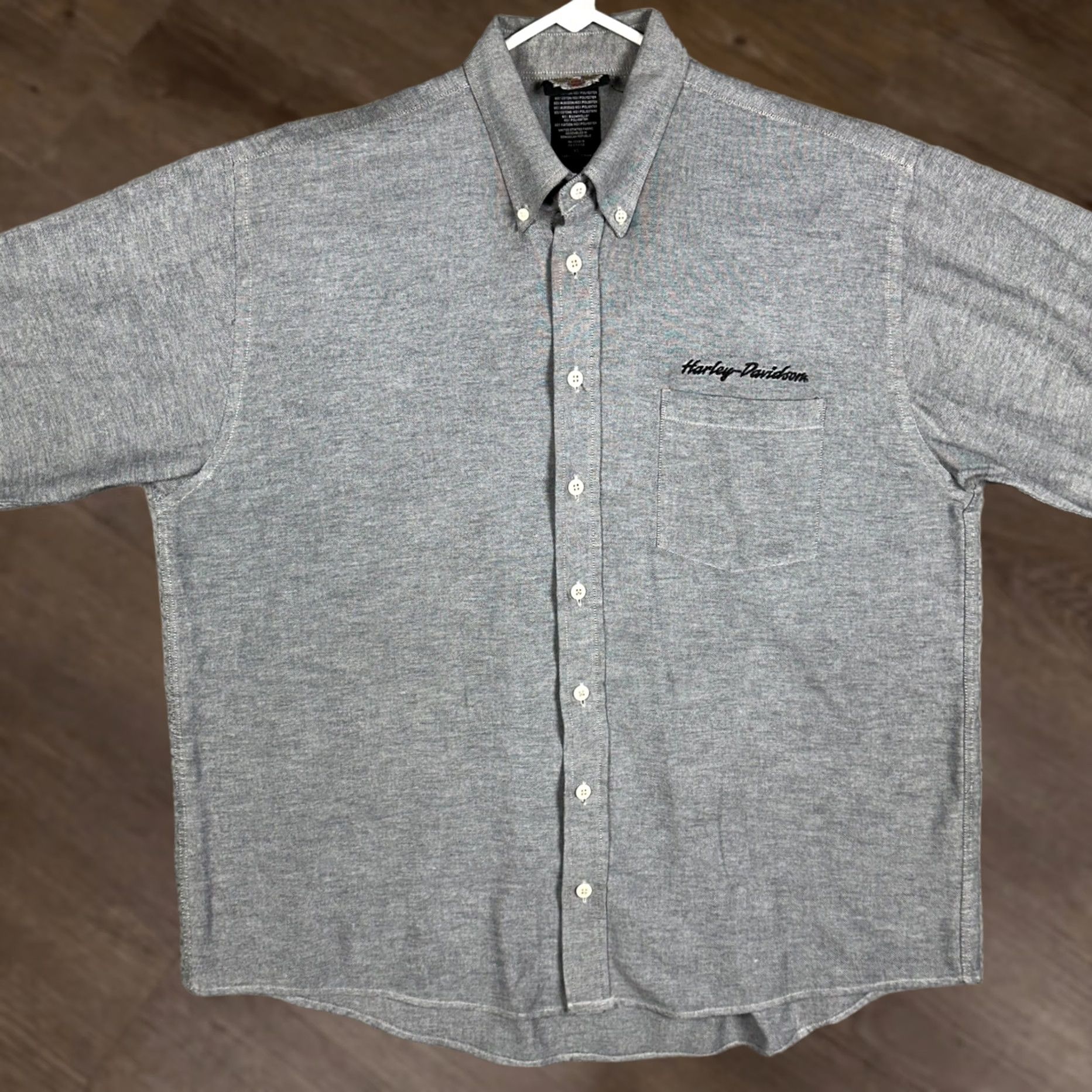 Harley Davidson Harley-Davidson Shirt Mens XL Gray Oxford Button-Down Long Sleeve Pocket Logo Size US XL / EU 56 / 4 - 1 Thumbnail