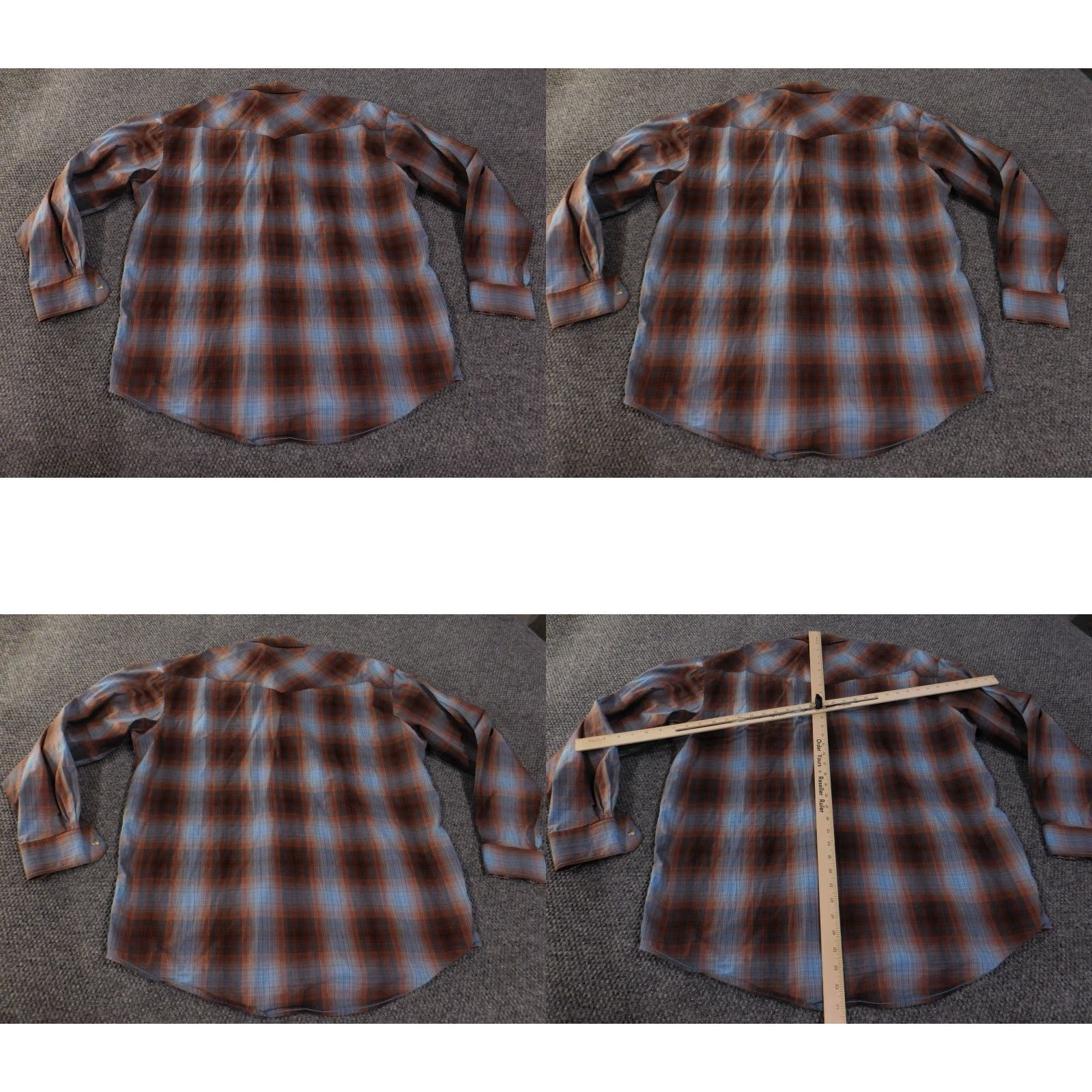 Vintage Panhandle Rough Stock Shirt Mens XL Brown Blue Plaid Pearl Snap Western Rodeo Shirt Size US XL / EU 56 / 4 - 8 Thumbnail
