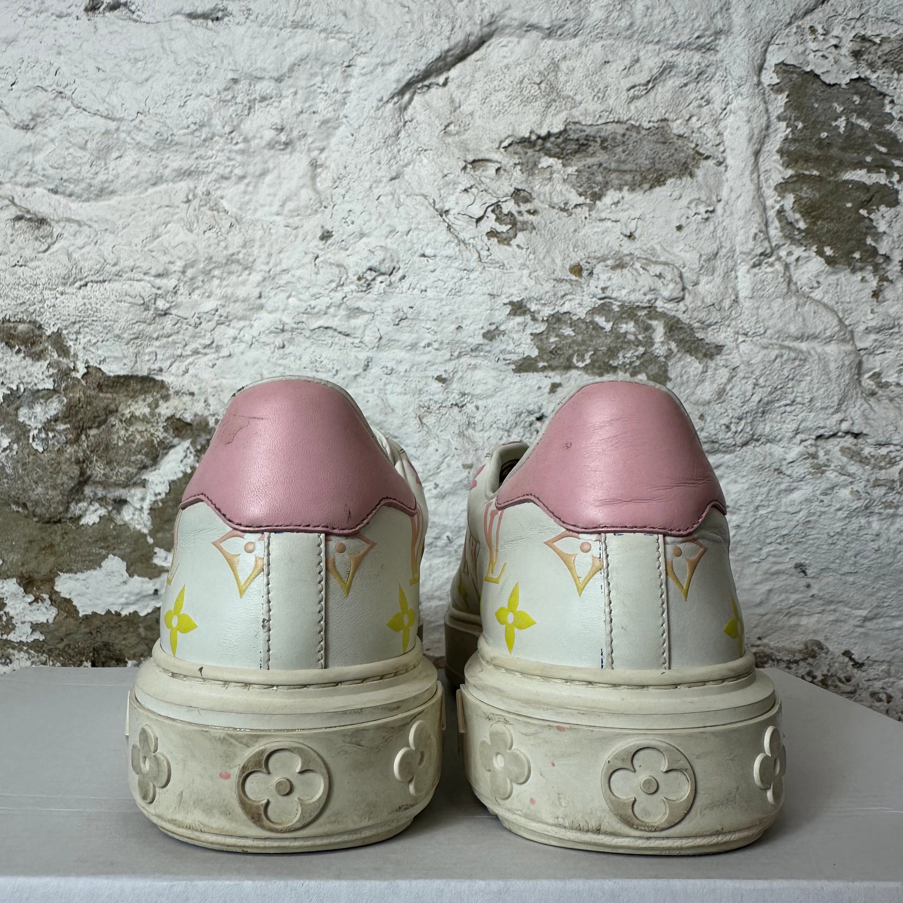 Louis Vuitton Louis Vuitton Pink Yellow Monongram Time Out White Sneaker S Size US 6 / EU 39 - 5 Thumbnail
