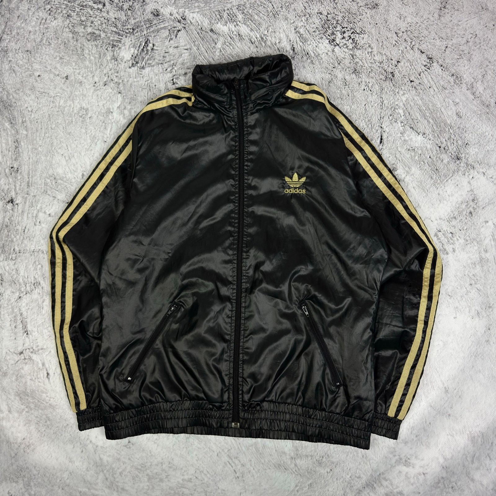 Adidas Adidas Womens Black Gold 3-Stripe Trefoil Full Zip Jacket 40 Size S / US 4 / IT 40 - 2 Thumbnail