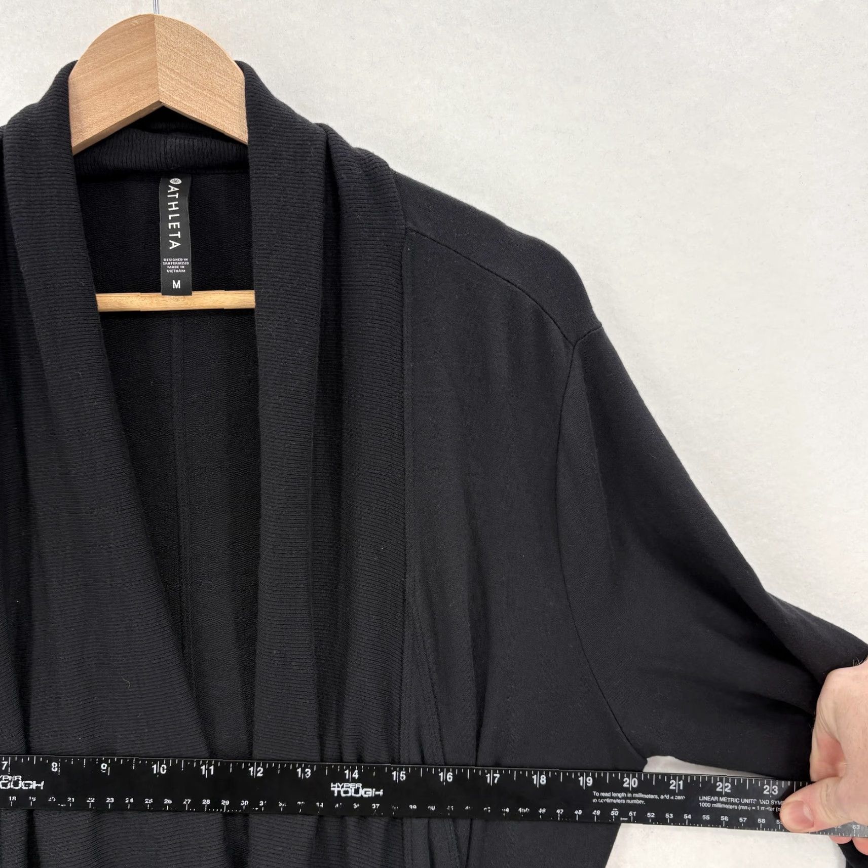 Athleta Athleta Cardigan Sweater Womens Medium Black Open Front Pockets Pranayama Wrap Knit Novelty: Thumbholes, V-Neck, Long Sleeve, Modal Spandex Size M / US 6-8 / IT 42-44 - 6 Thumbnail