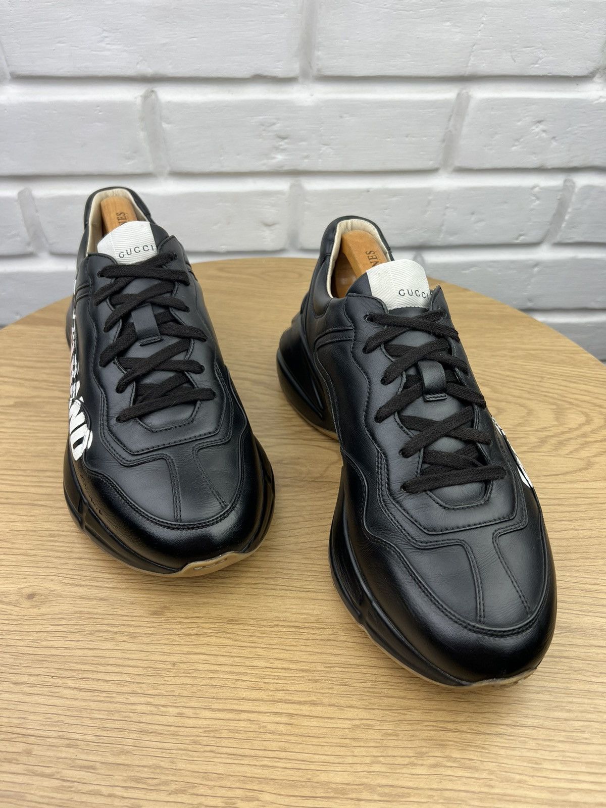 Gucci GUCCI Sneakers Leather Shoes Rhyton "Gucci Band" Black Men’s Size US 8.5 / EU 41-42 - 2 Thumbnail