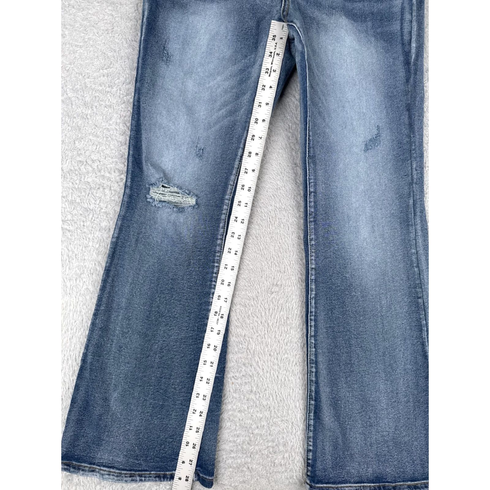 Chaps Chaps Jeans Women 27 Blue Denim Bootcut Distressed High Rise 27x29 Cotton Blend Size 27" / US 4 / IT 40 - 7 Thumbnail