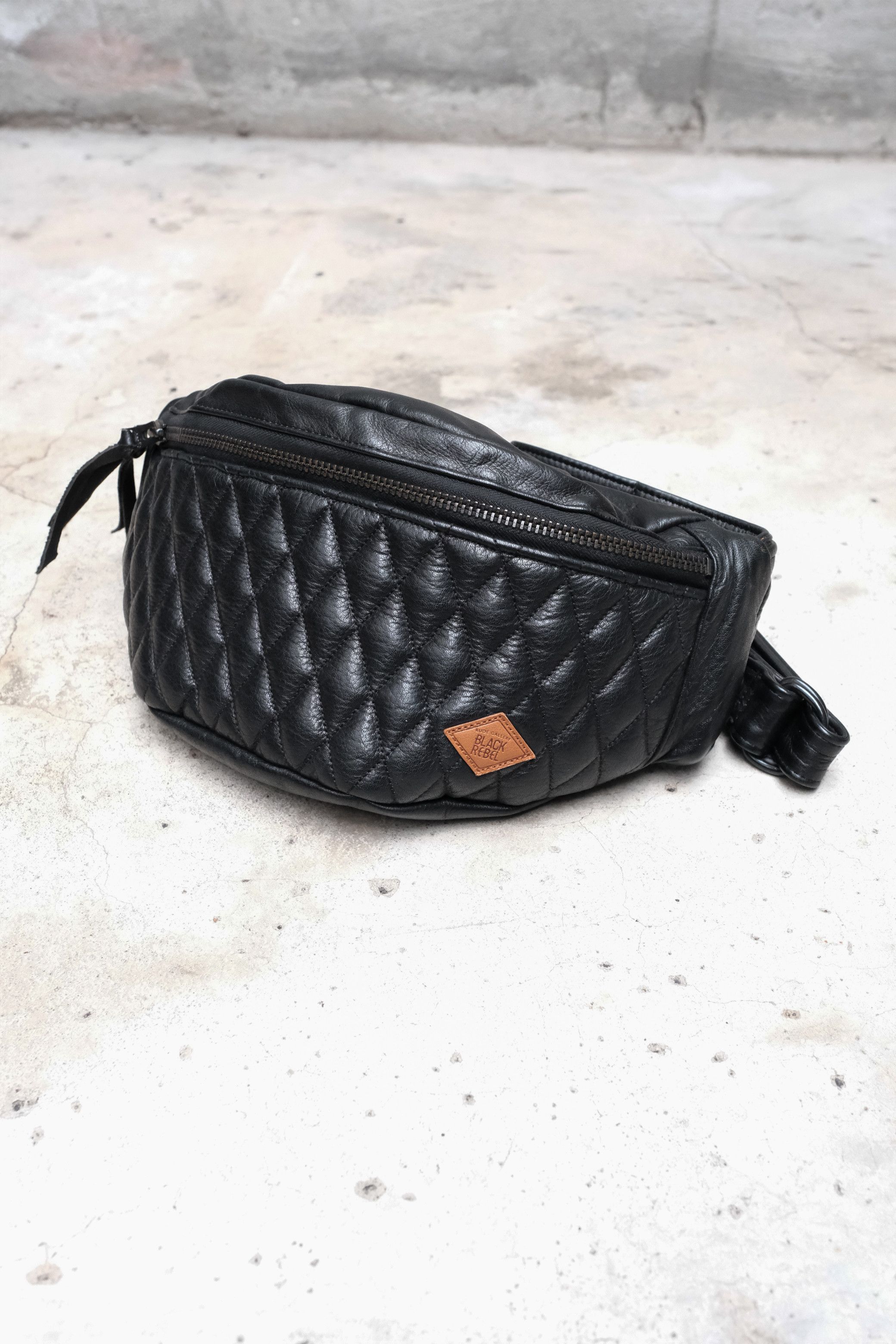 RUDE GALLERY RUDE GALLERY BLACK REBEL OUTSIDERS LEATHER WAIST BAG Size ONE SIZE - 5 Thumbnail