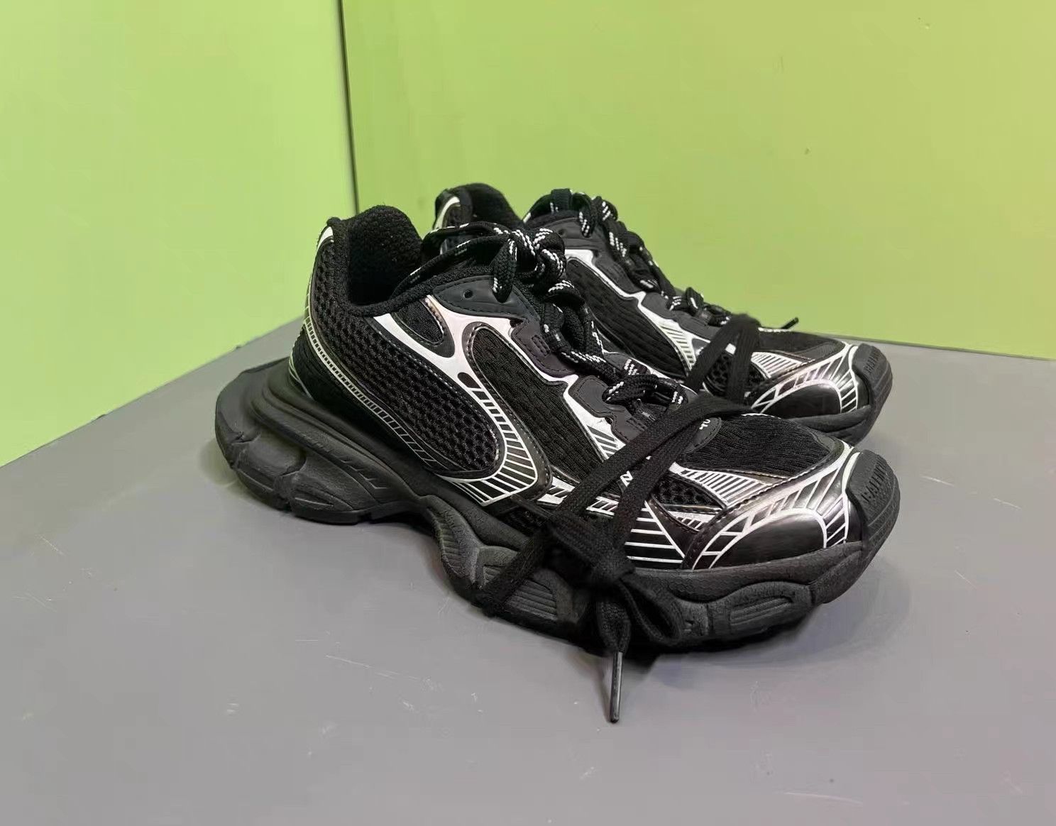 Balenciaga Balenciaga 3XL Black/Silver Distressed Sneakers K15 Size US 7 / EU 40 - 3 Thumbnail