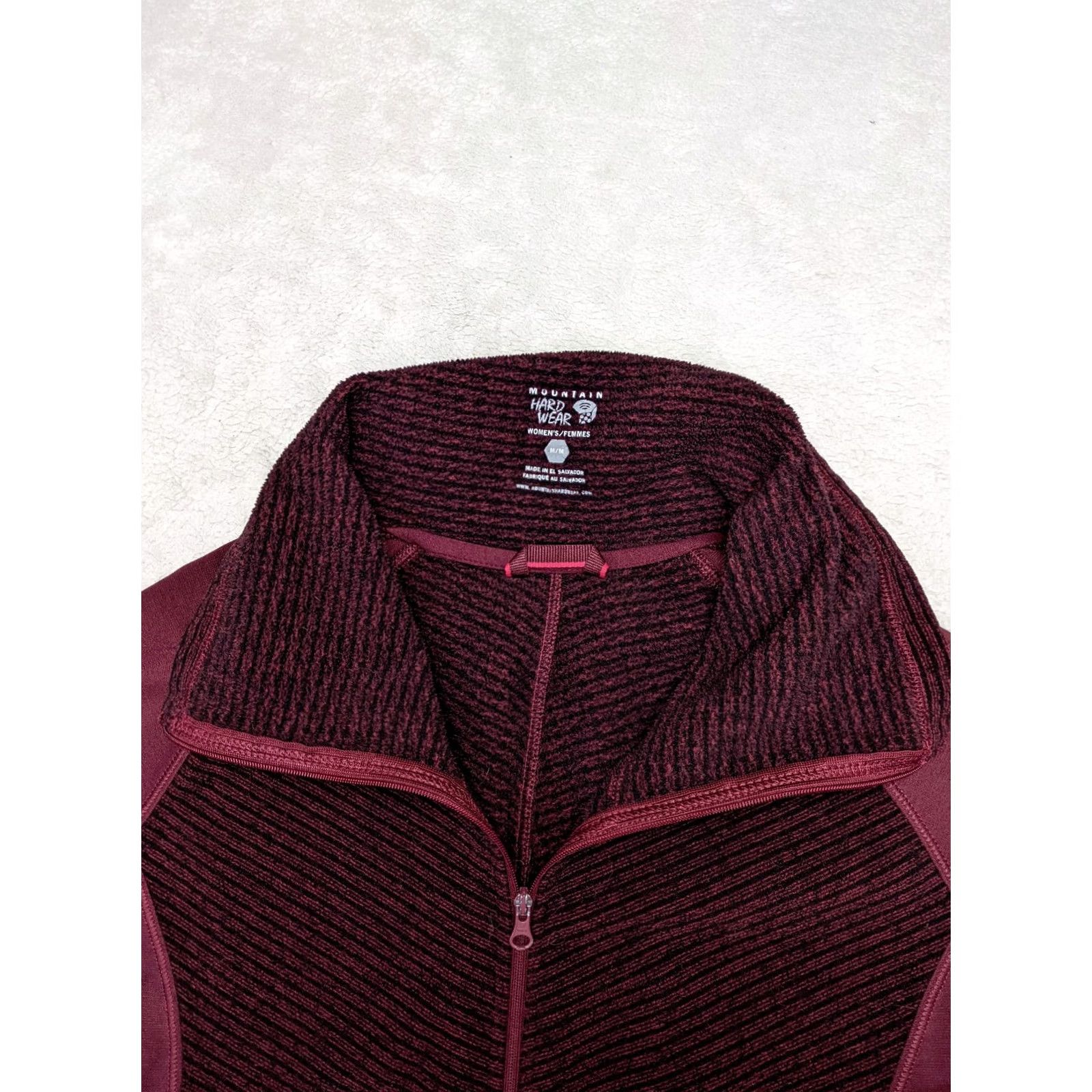 Mountain Hardwear Mountain Hardwear Womens Fleece Jacket Burgundy Black Stripe Full Zip Mock M Size M / US 6-8 / IT 42-44 - 6 Thumbnail