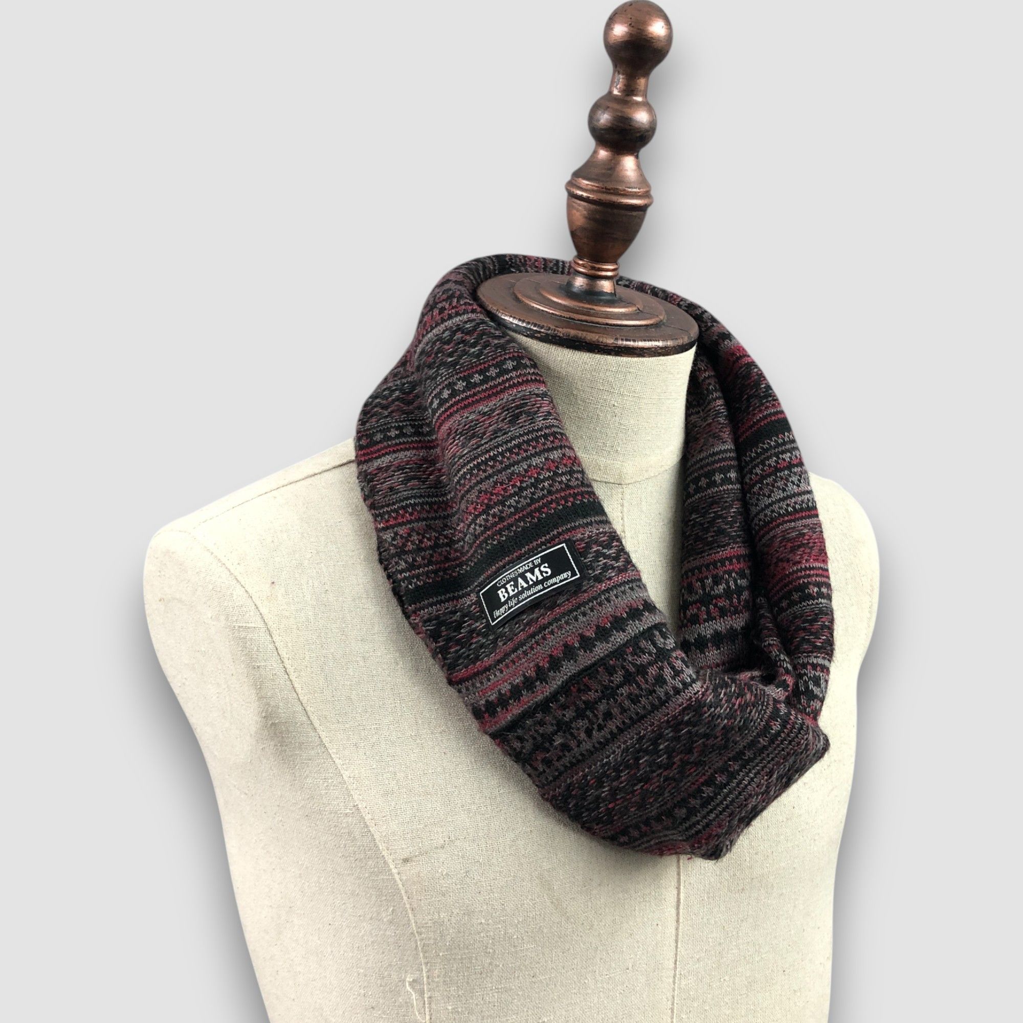 Beams Plus Vintage Beams Infinity Wool Scarf Ribbed Knit Scarves Size ONE SIZE - 2 Thumbnail