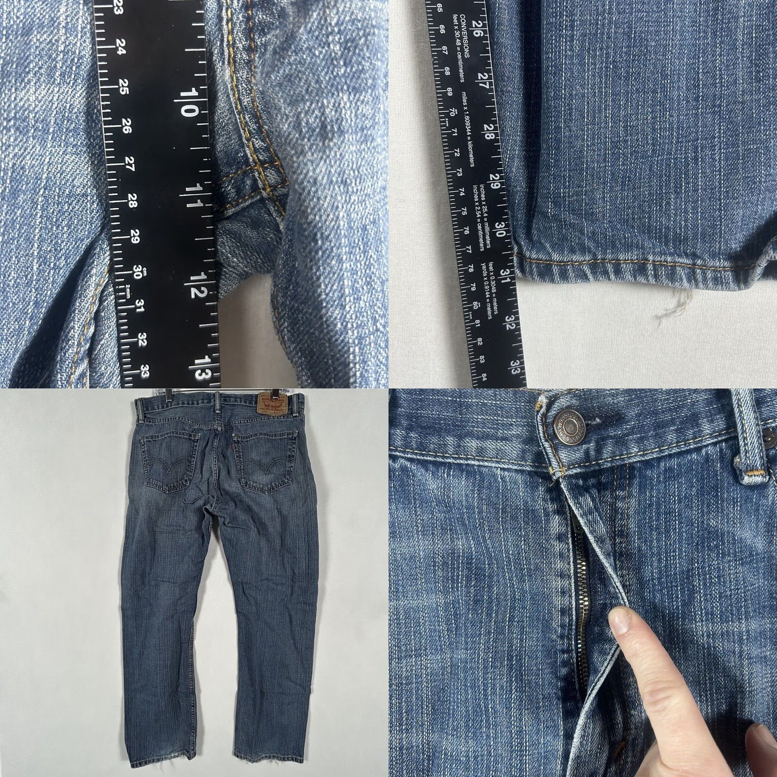 Levi's Levi's 505 Jeans Mens Size 34x30 Blue Denim Mid Rise Straight Fit Zip Pocket 5-Pocket Style Classic Regular Inseam 30 in Size US 34 / EU 50 - 8 Thumbnail
