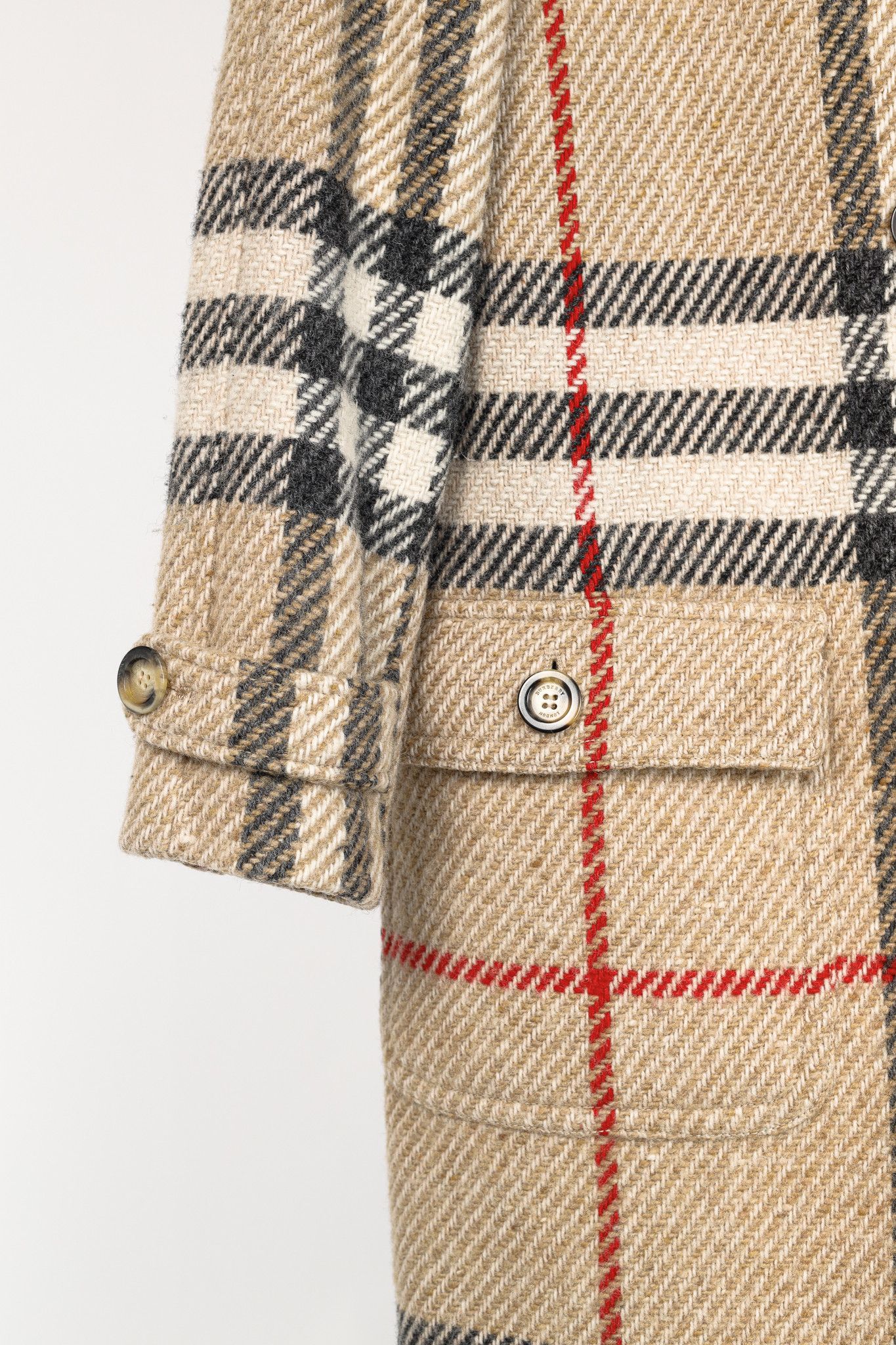 Burberry Burberry Beige Wool Check Buttoned Coat Size M / US 6-8 / IT 42-44 - 6 Thumbnail