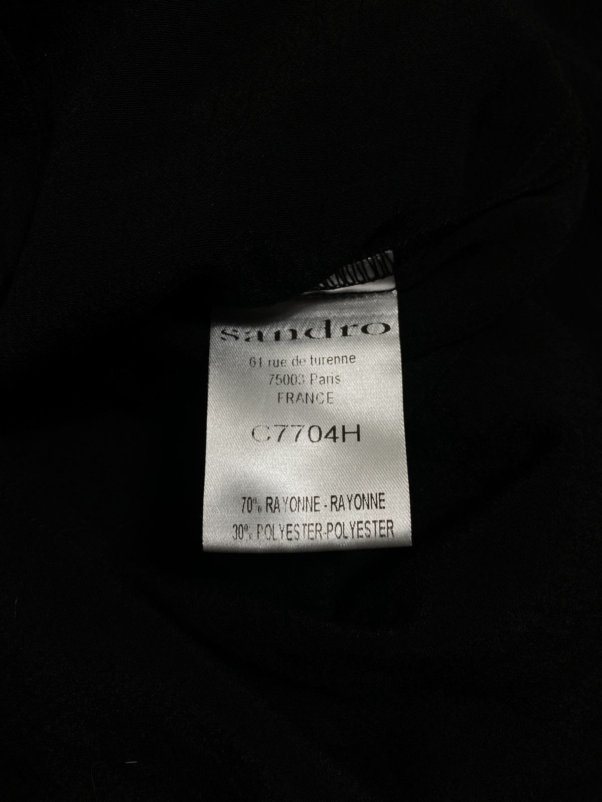 Sandro Sandro Paris Black Button-Up V-Neck Rayon Blouse Top Size S / US 4 / IT 40 - 3 Thumbnail