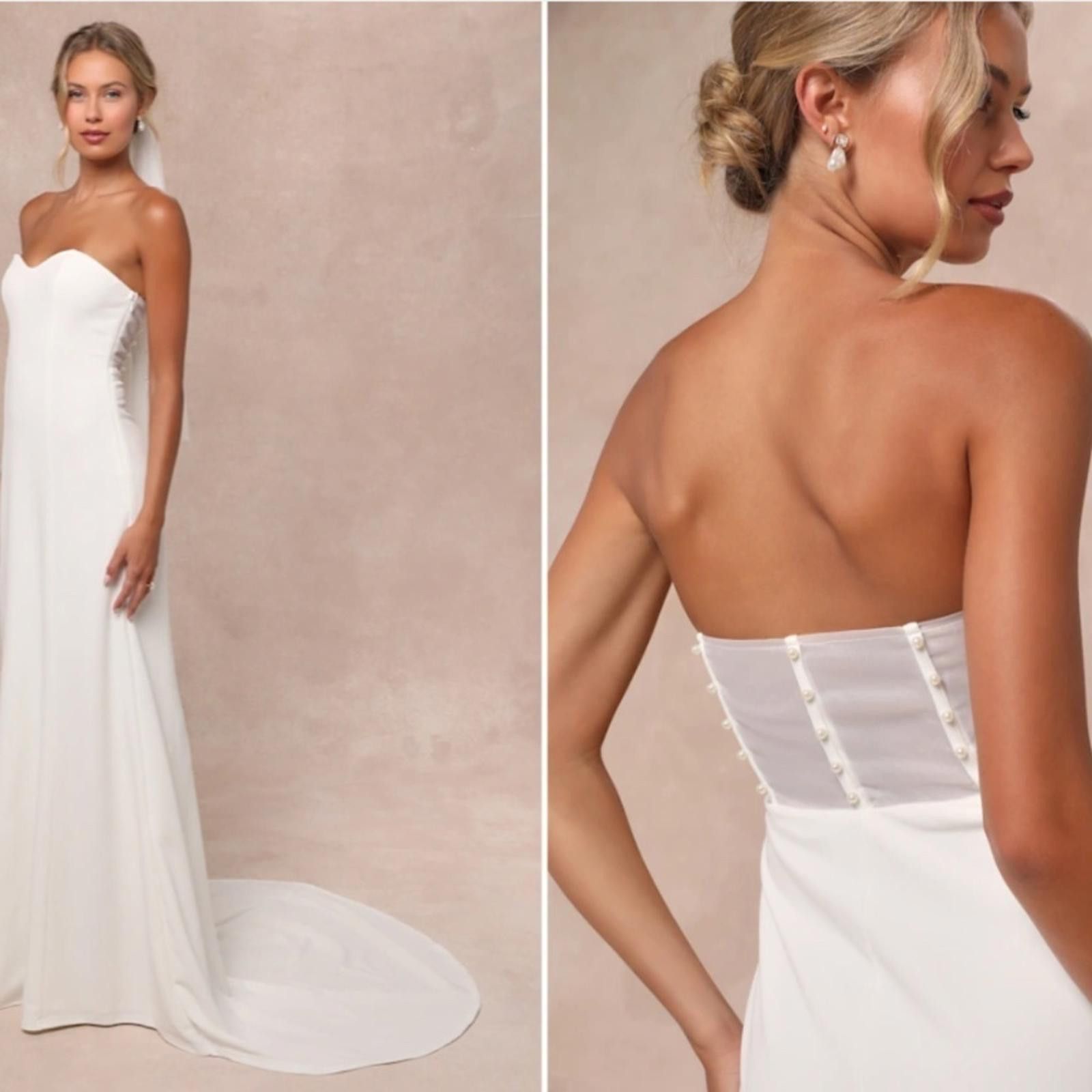 Lulus LULU's Wedding Bridal Elegant Sexy Pearl Bustier Gown Size S / US 4 / IT 40 - 3 Thumbnail