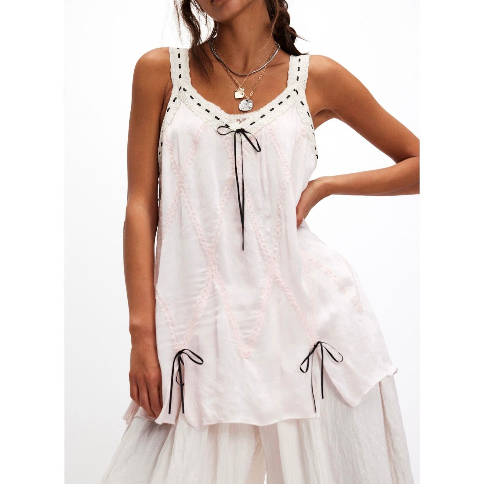 Free People Free People Locked In Love Tunic Bows Sweet Pink Combo S Size S / US 4 / IT 40 - 2 Thumbnail