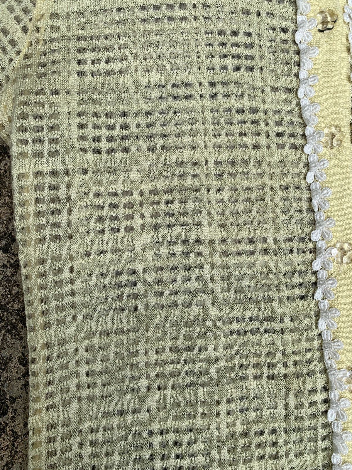 Japanese Brand × Vintage 1990s Antico Jenice Crochet Knit Button Up Floral Trim Top Size M / US 6-8 / IT 42-44 - 4 Thumbnail