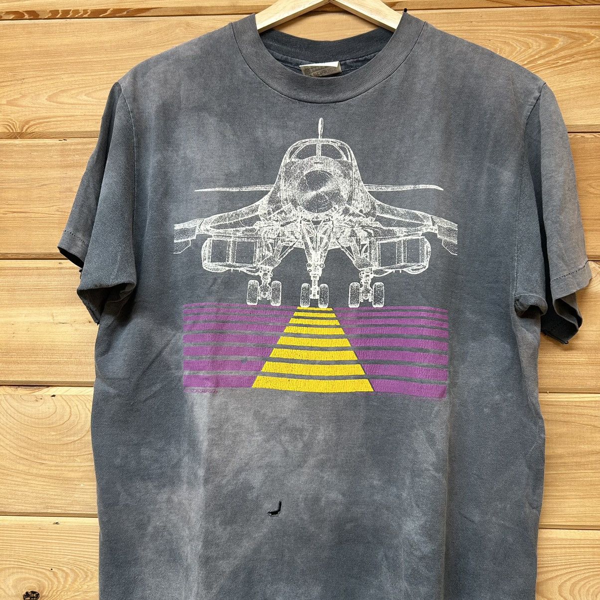 Vintage Vintage 1980s B-1B Military Bomber Jet Faded Graphic T Shirt Size US L / EU 52-54 / 3 - 2 Thumbnail
