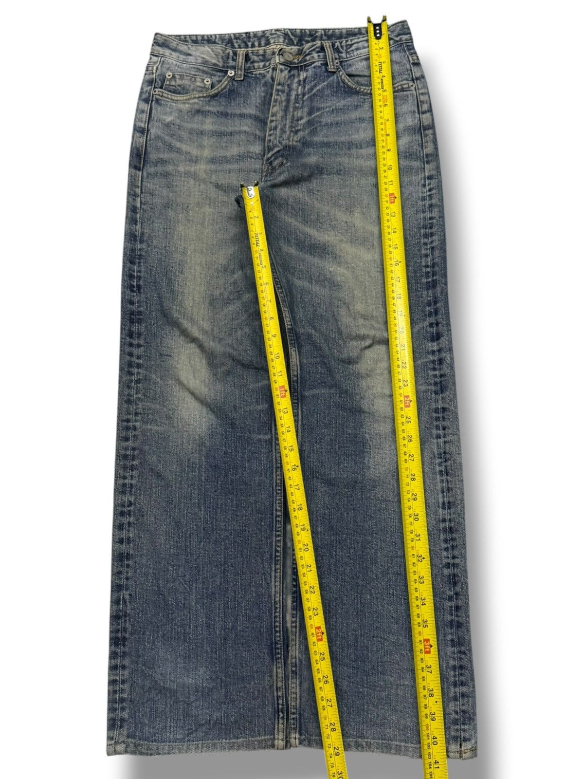 Japanese Brand Vintage Absolut Jeans | Vintage Faded Wash Straight Fit | 30 Size US 30 / EU 46 - 13 Thumbnail