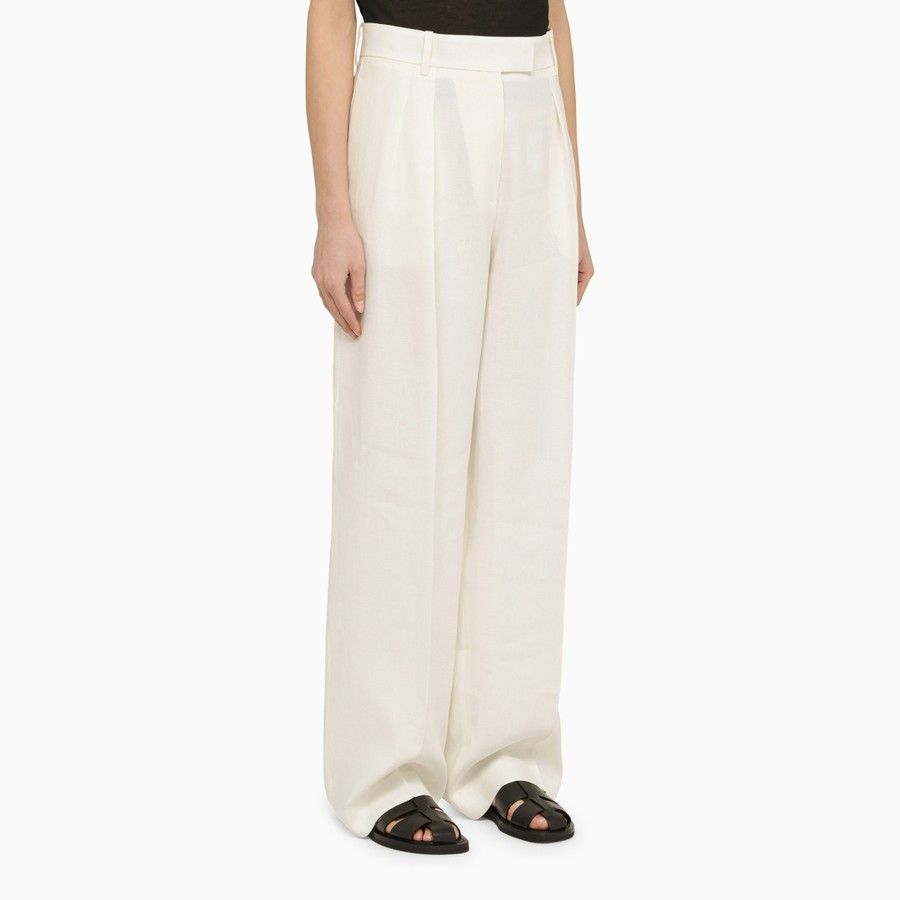The Row o1d2blof1024 Linen Wide Trouser in White Size 27" / US 4 / IT 40 - 3 Thumbnail