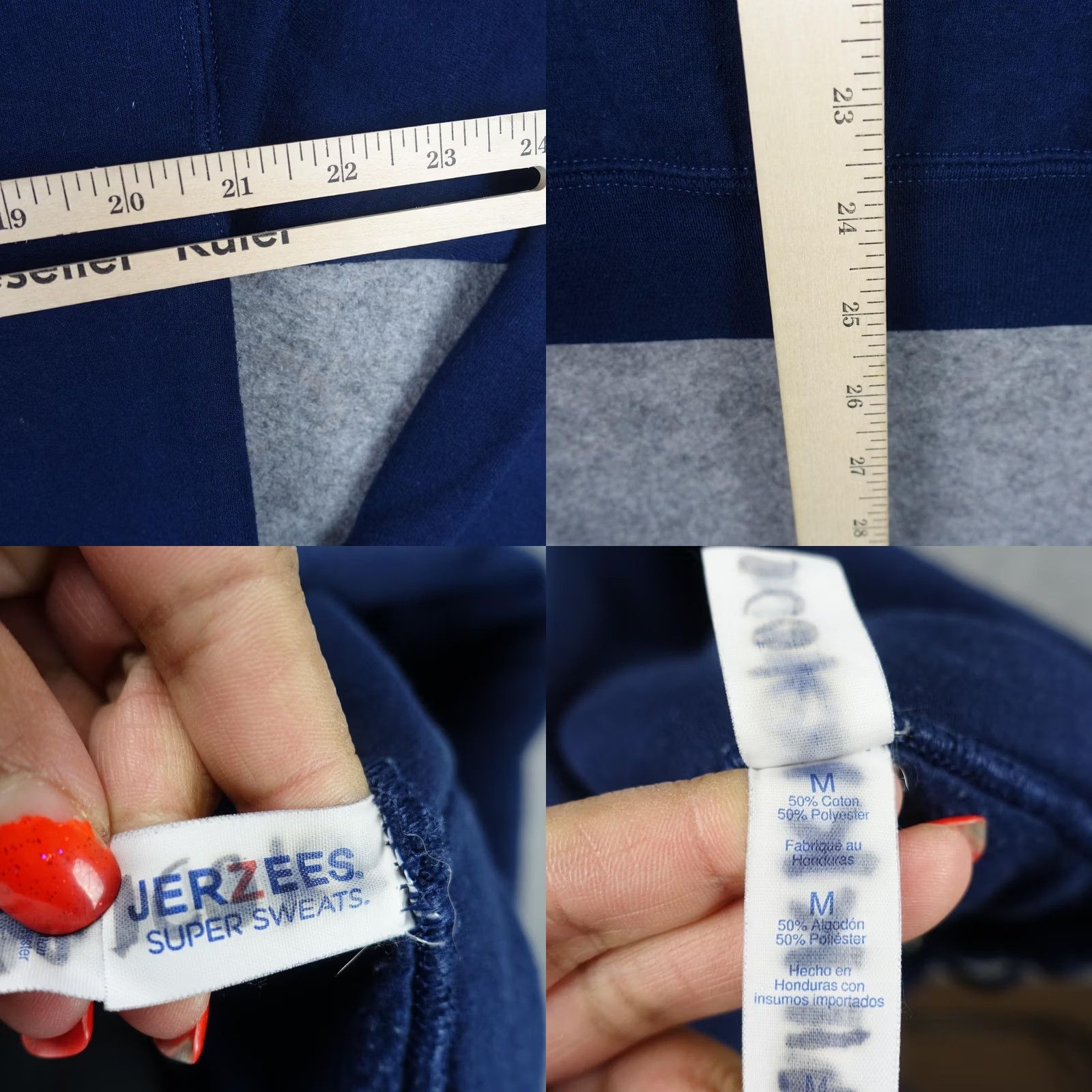 Jerzees JERZEES Hoodie Mens Medium Navy Full Zip Hibiscus Graphic VTG Jerzees Fleece VTG Size US M / EU 48-50 / 2 - 9 Thumbnail