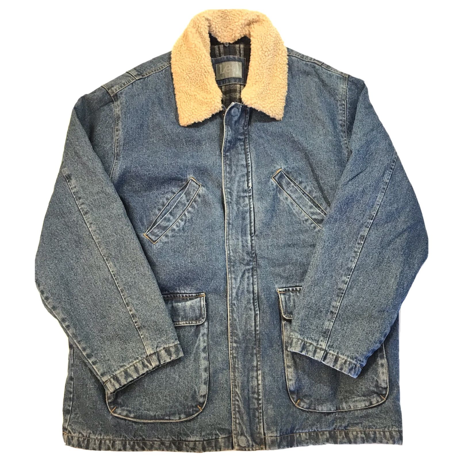 Lee Lee Jacket Denim WoolLined Barn Coat Mens L Blue - Lee Storm Rider - Vintage-Inspired Winter Trucker Coat Size US 33 - 2 Thumbnail