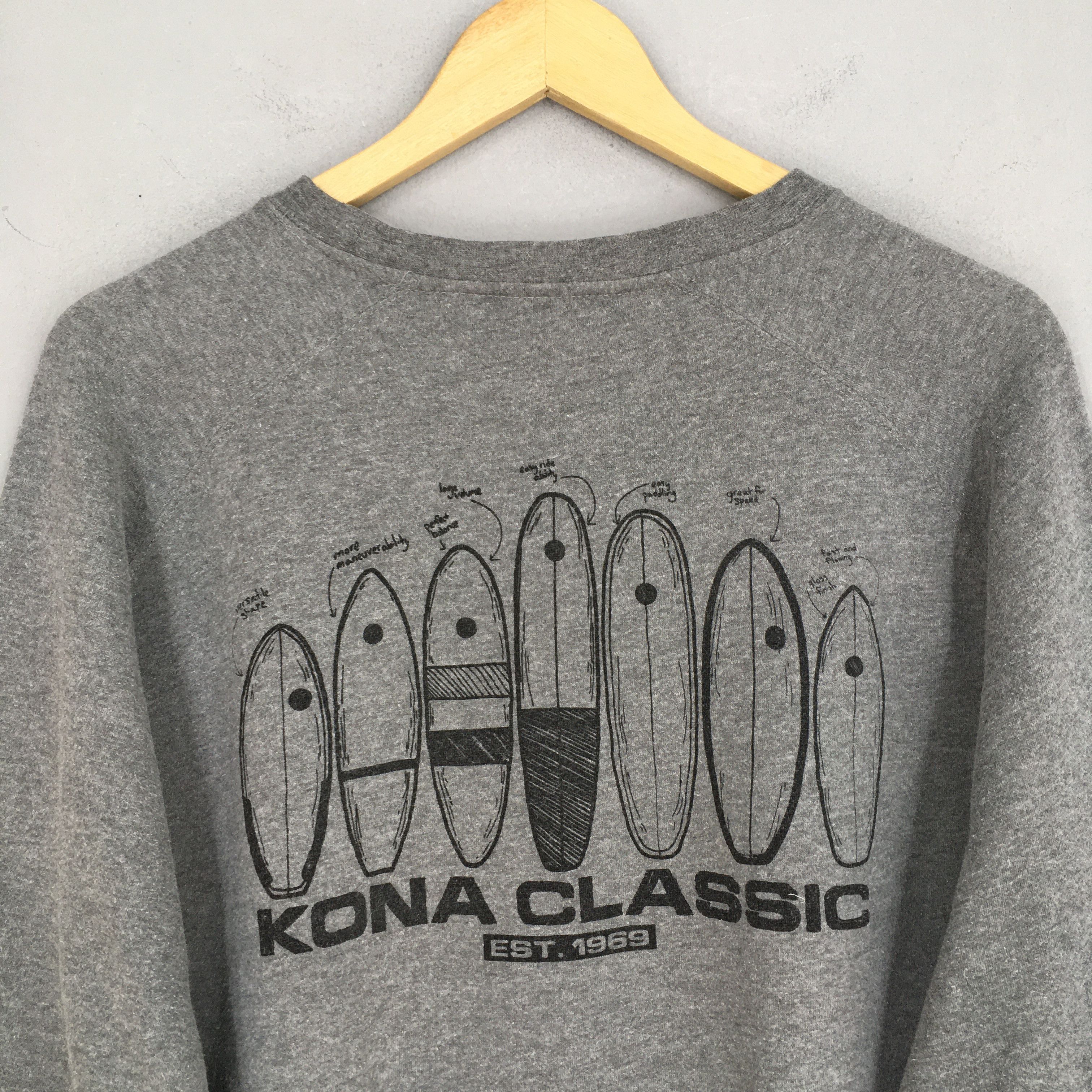 Vintage Vintage 90s Kona Classic Surfboard Gray Sweatshirt Large Size US L / EU 52-54 / 3 - 6 Thumbnail