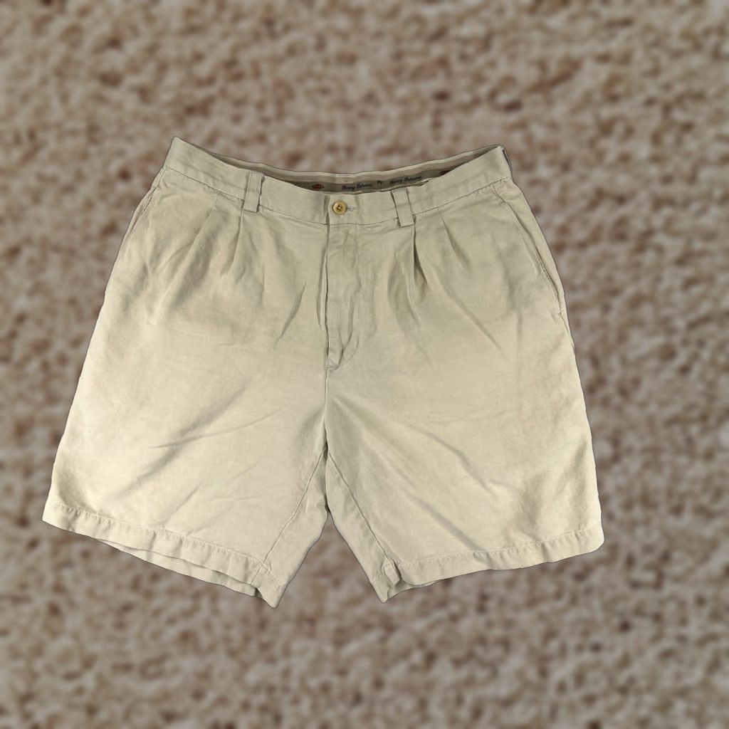 Tommy Bahama VINTAGE? No — Tommy Bahama Bermuda Shorts Men 34 Beige Pleated Silk Golf Casual Beach Aloha 90s Theme Mens Size US 34 / EU 50 - 1 Thumbnail