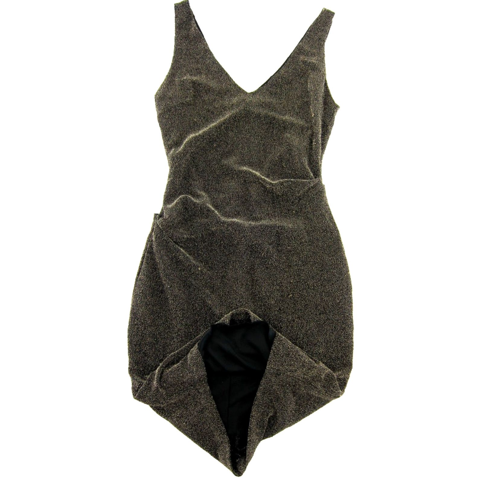 Vintage VINTAGE BISOU BISOU Metal/Gold Black Stretch V-Neck Bodycon Shift Tank Dress 10 Size L / US 10 / IT 46 - 5 Thumbnail