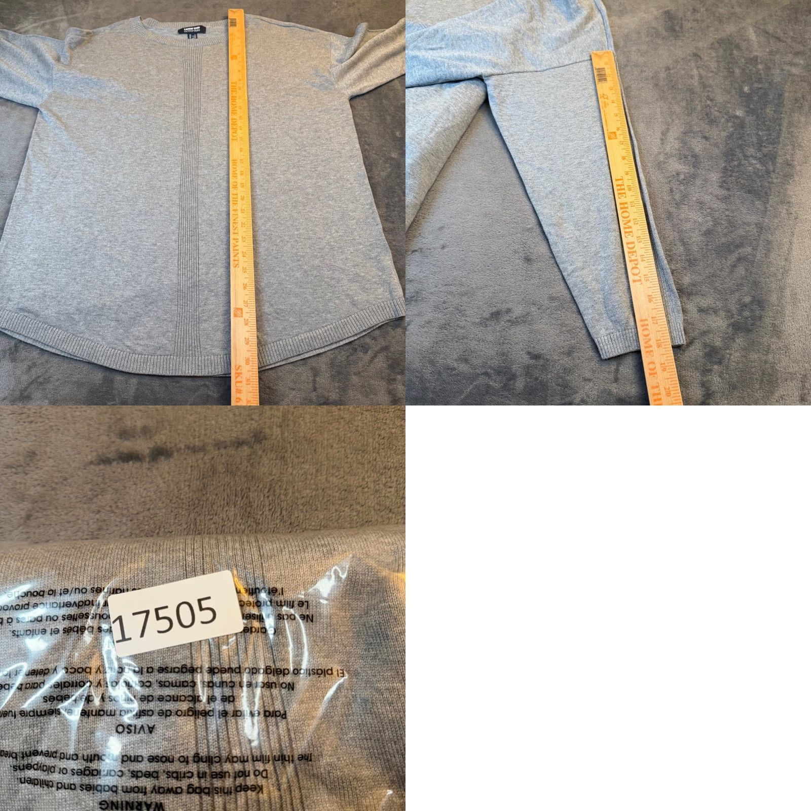 Lands' End Lands' End Outfitters Gray Cotton Modal Ribbed Crew Neck Sweater Womens Plus 1X Size XL / US 12-14 / IT 48-50 - 8 Thumbnail