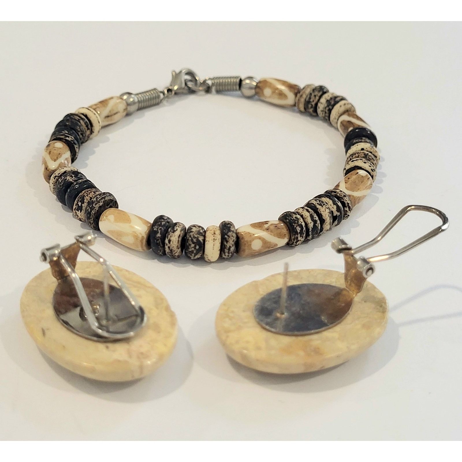 & Other Stories Natural Jasper Agate & Bone Jewelry Set Boho Chic Statement Size ONE SIZE - 3 Thumbnail