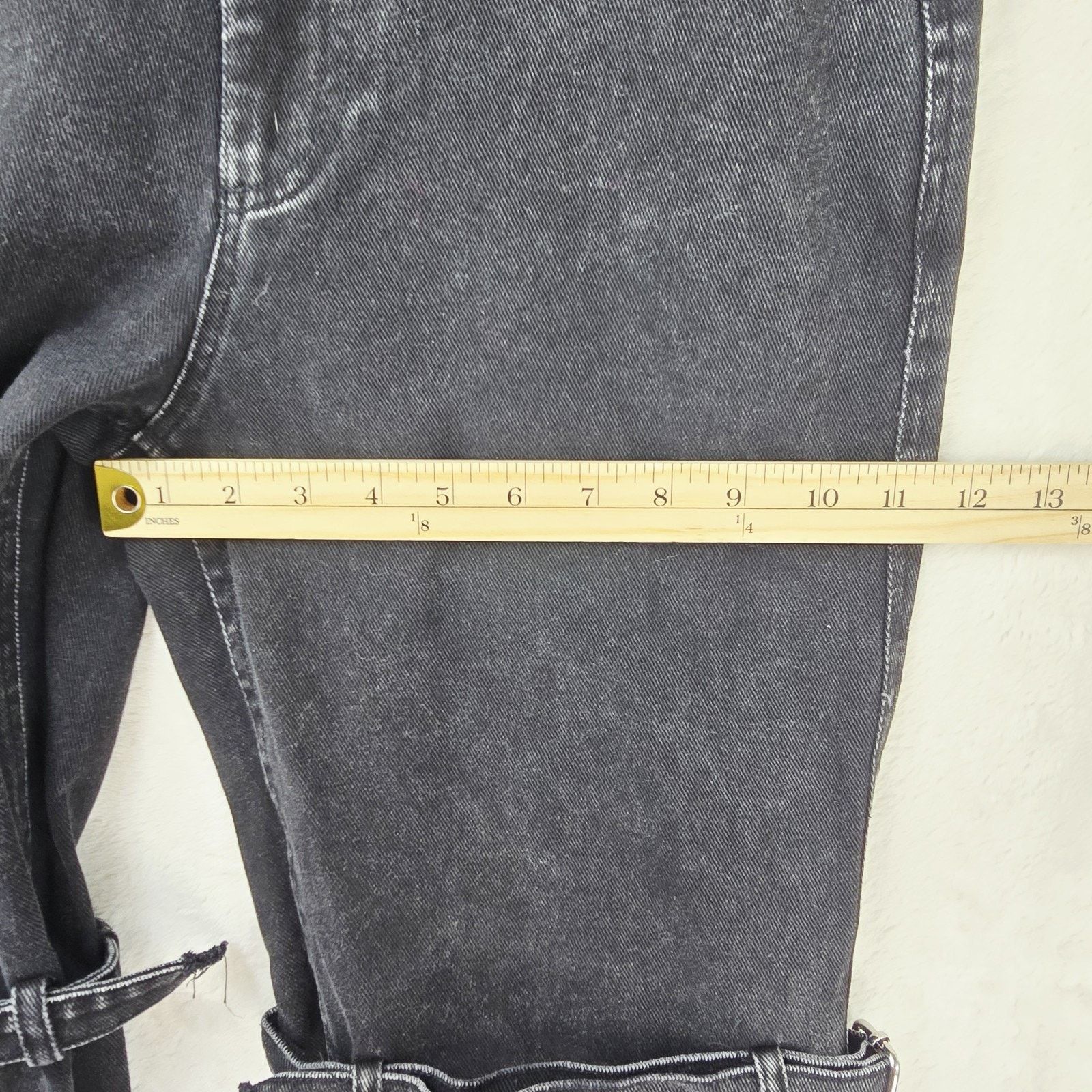 Other MODITEC Jeans 30x29 Black Buckle Strap Legs Goth Rave Emo Size US 30 / EU 46 - 17 Thumbnail