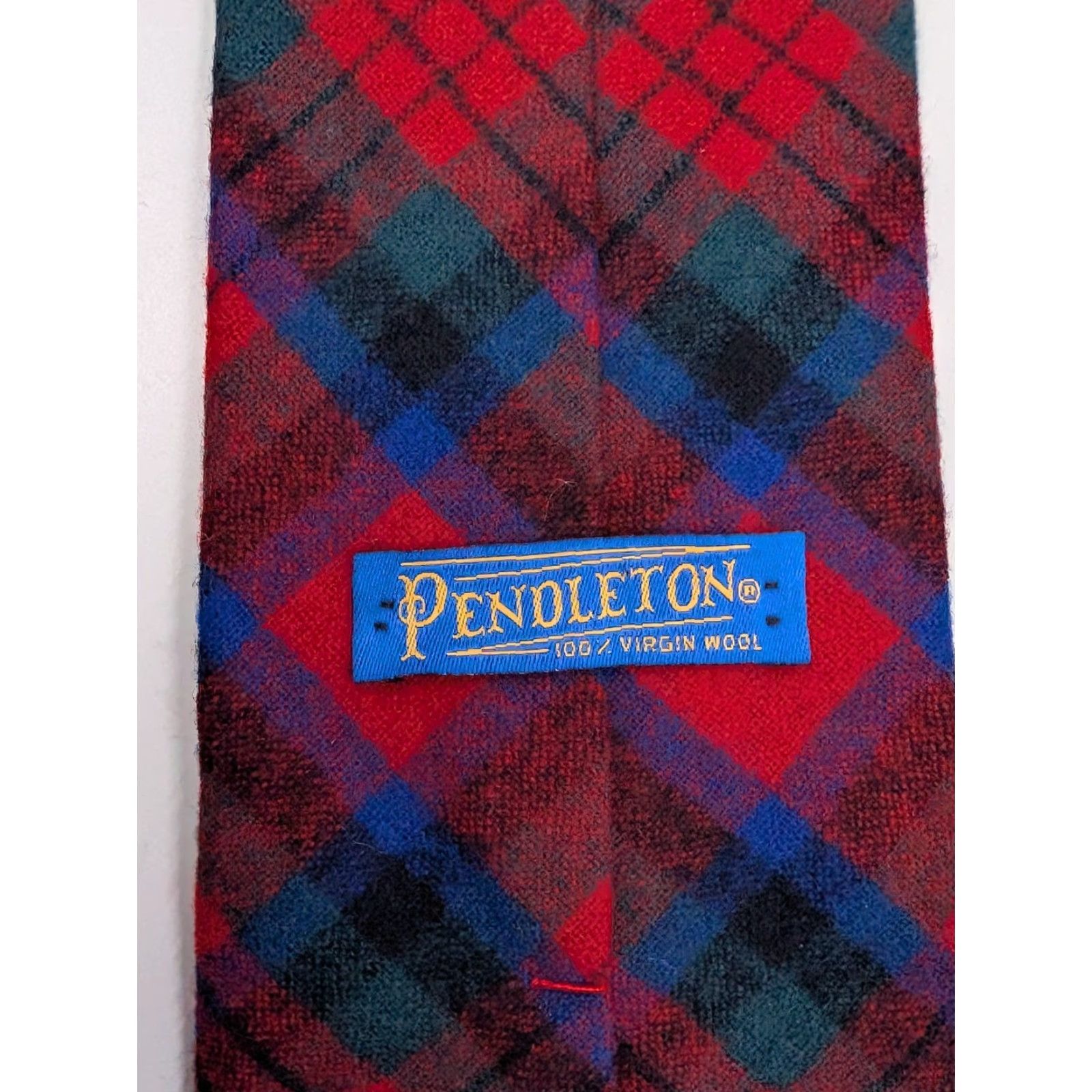 Pendleton VINTAGE Pendleton Tie Plaid Tartan 100% Wool Made In USA Red Green Blue Men One Size Short Adjustable Wool Tie Size ONE SIZE - 4 Thumbnail