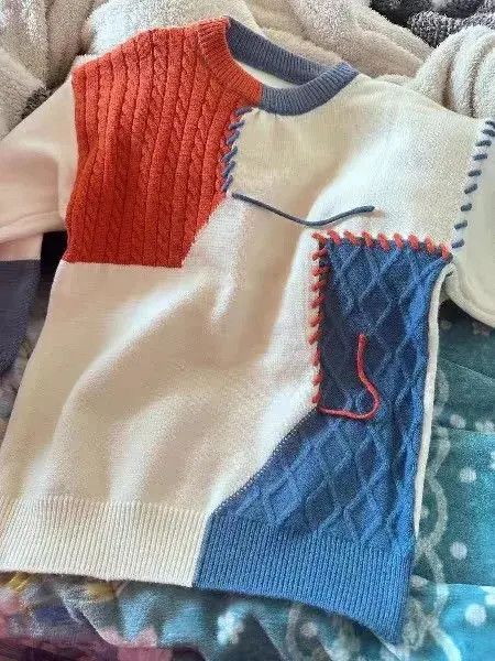Japanese Brand Orenge White Turtleneck Patchwork Pullovers Sweatshirt Size US M / EU 48-50 / 2 - 7 Thumbnail