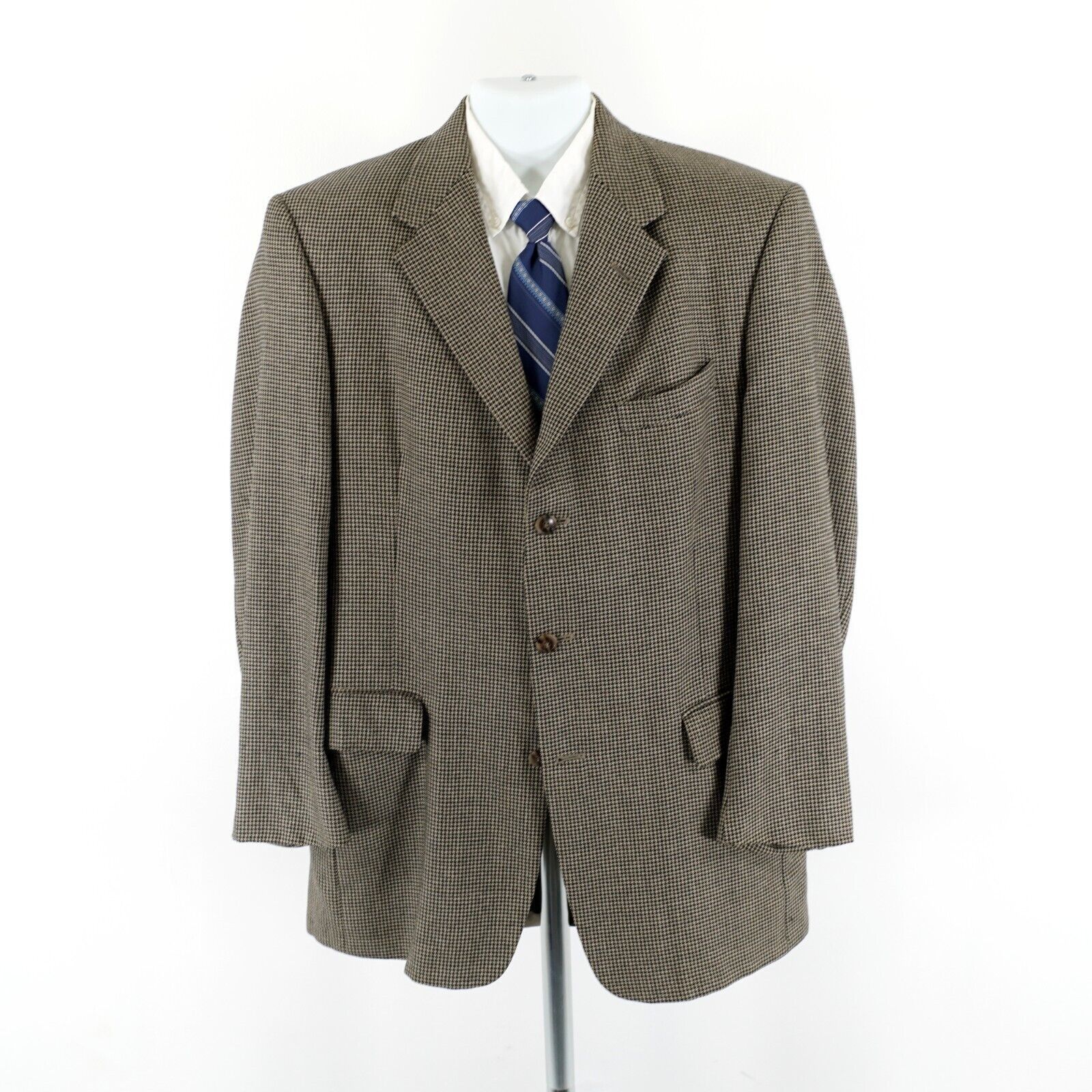 Hart Schaffner Marx Hart Schaffner Marx Parisian Tweed Wool Houndstooth Black Ta Size 42L - 5 Thumbnail