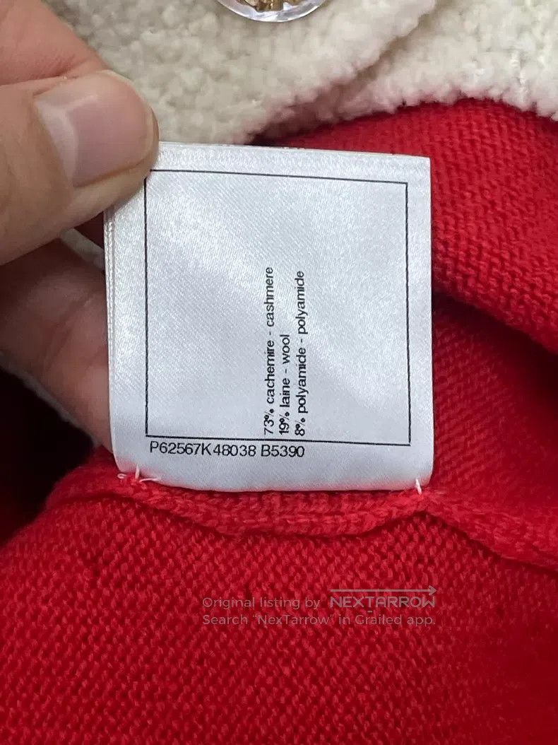 Chanel Chanel Red and white cashmere cardigan coat Size XXS / US 00 / IT 34 - 7 Thumbnail