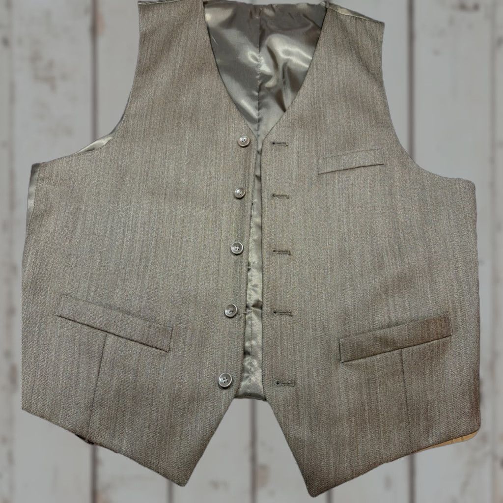 Vintage VINTAGE Loriano Vest Brown Wool Herringbone Button VEST Men’s 40R Brown Wool Formal Vest Stripe Pattern Back Strap 3 Pockets Satin Lining Mens Size US XXS / EU 40 - 1 Thumbnail