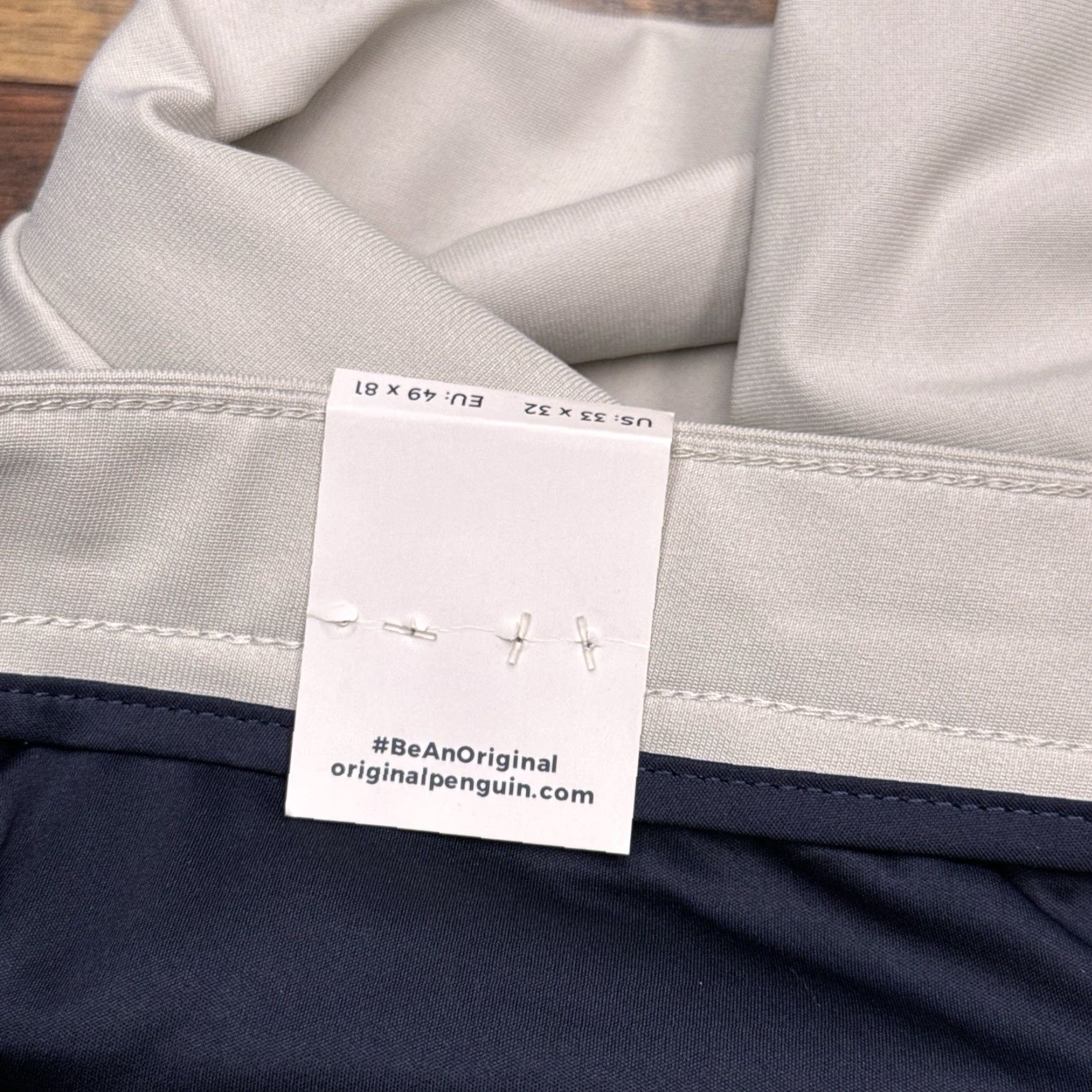 Vintage Penguin Mens Slim Pants 33x32 Beige Mid Rise Stretch Chino Straight Pocket Button Zip Business Casual Workwear New Size US 33 - 6 Thumbnail