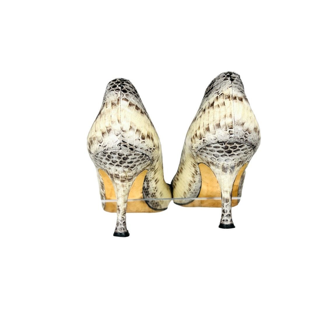 Manolo Blahnik Manolo Blahnik Python Snakeskin Suede Pumps Pointed Toe 39 Size US 9 / IT 39 - 3 Thumbnail