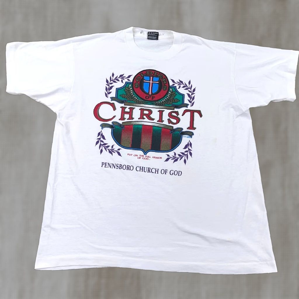 Fruit Of The Loom VINTAGE Jesus Shirt Men XL White Tee Religion Christ God Single Stitch 90s Adult Size US XL / EU 56 / 4 - 1 Thumbnail