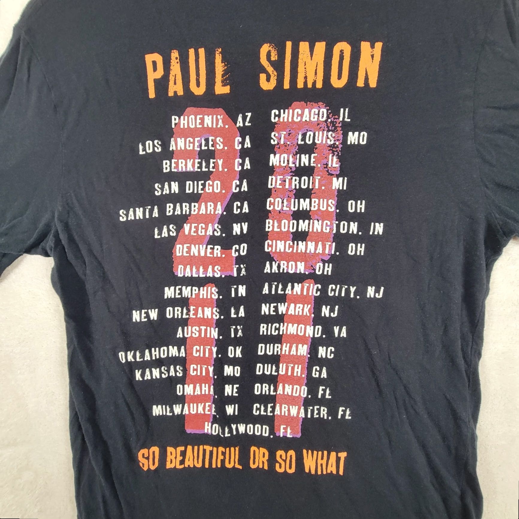 Simons VINTAGE Paul Simon In Concert Shirt mens Small Black Graphic Print T-Shirt Music Classic Rock Punk Crew Neck Short Sleeve Gildan Heavy Cotton Mens Size US S / EU 44-46 / 1 - 4 Thumbnail