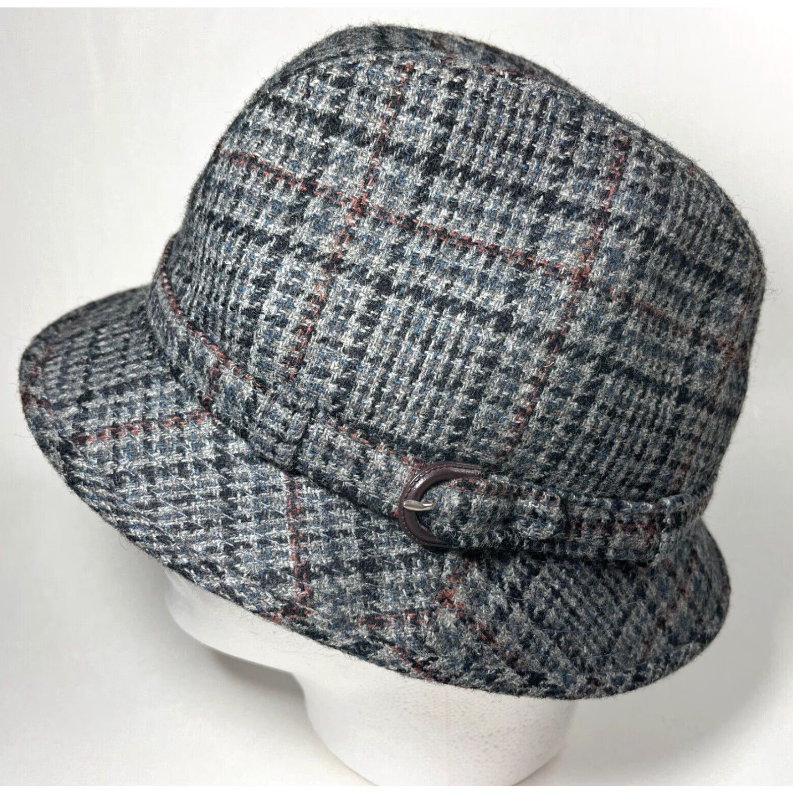 Vintage VINTAGE The Edinburgh Woollen Mill Men’s Fedora Hat Plaid Wool Made in UK Medium Gray Mens Fedora Hat Size ONE SIZE - 5 Thumbnail