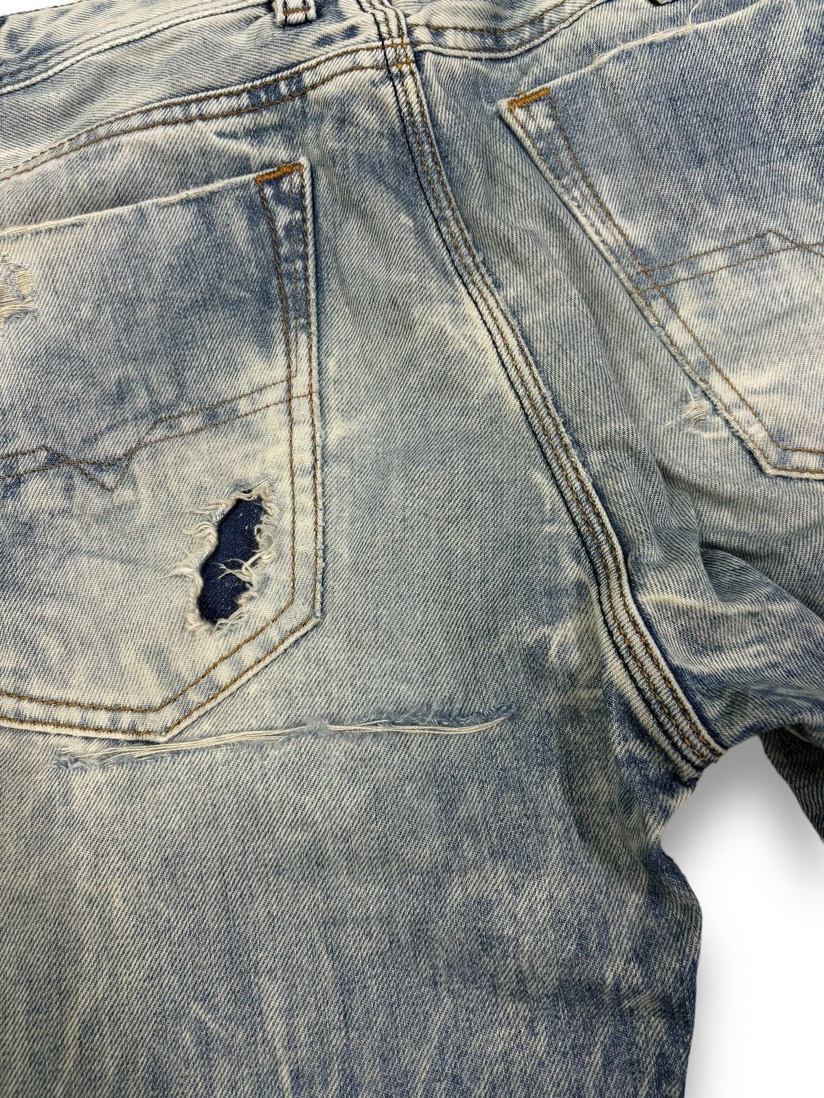 Diesel Diesel Industry Acid Wash Patched Distressed Curved Jeans Size US 31 - 15 Thumbnail