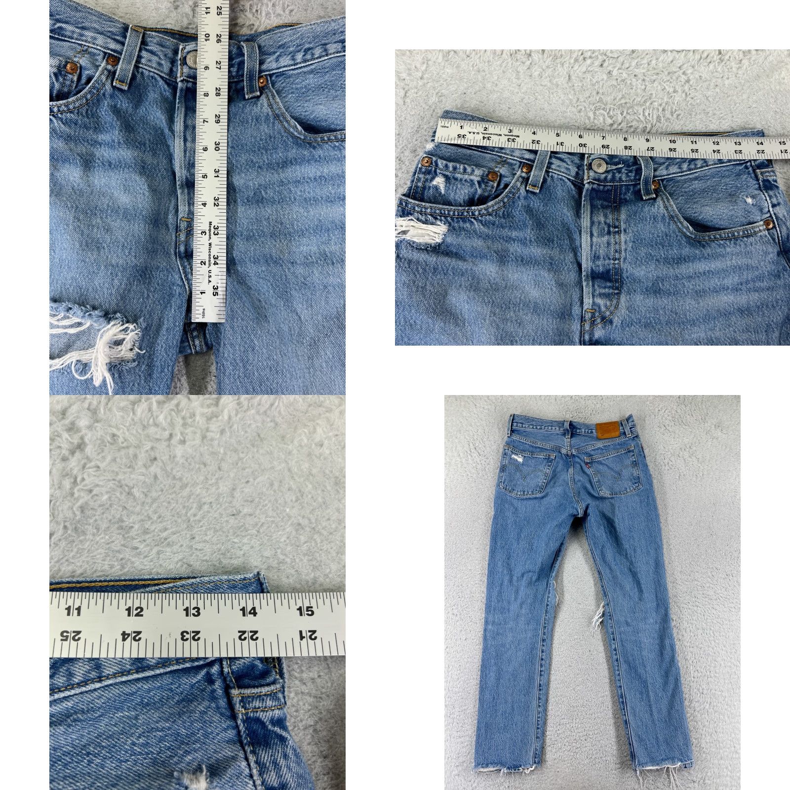 Levi's Levi's Jeans Adult 27 Blue Denim Distressed 501 Premium Button 27x28 Vintage No Size US 27 - 9 Thumbnail