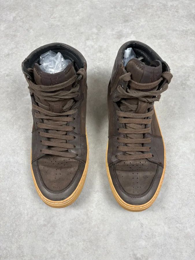 Yves Saint Laurent FW2002 Yves Saint Laurent Brown Leather High Sneakers Size US 8 / EU 41 - 2 Thumbnail