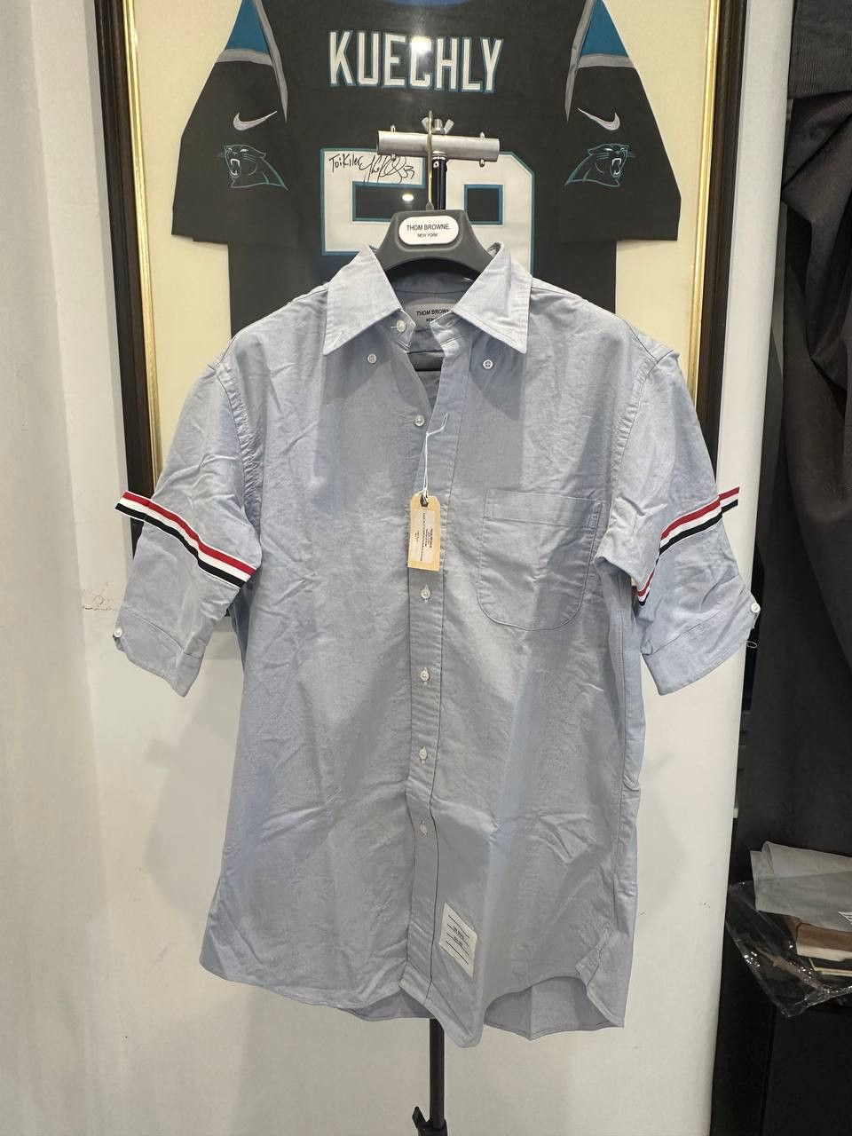 image of Thom Browne Classic Shirt In Oxford Blue in Light Blue, Men's (Size XL)