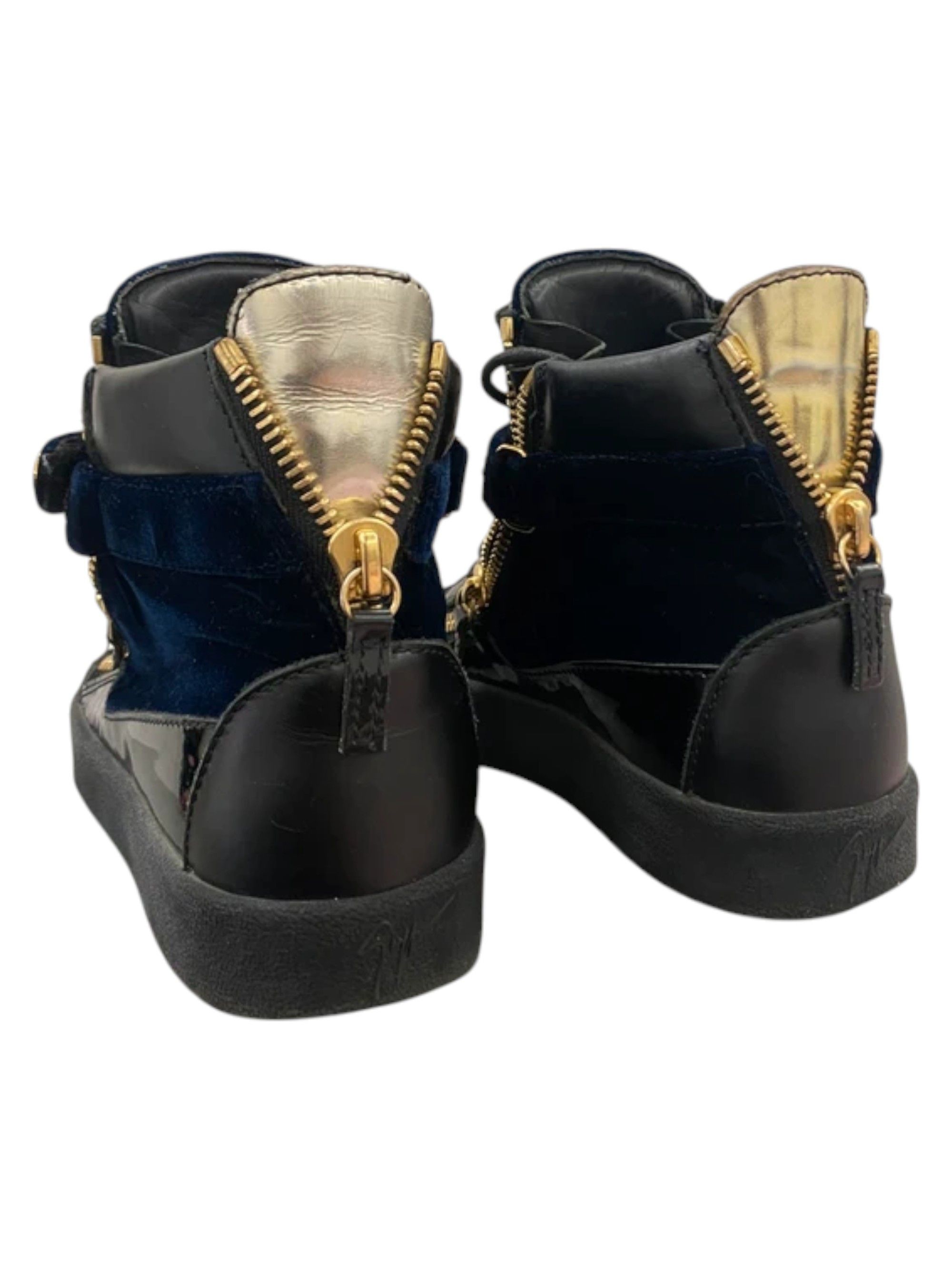 Giuseppe Zanotti Giuseppe Zanotti Black Velvet Strap Hi-Top, c. 2010s Size US 7 / IT 37 - 3 Thumbnail