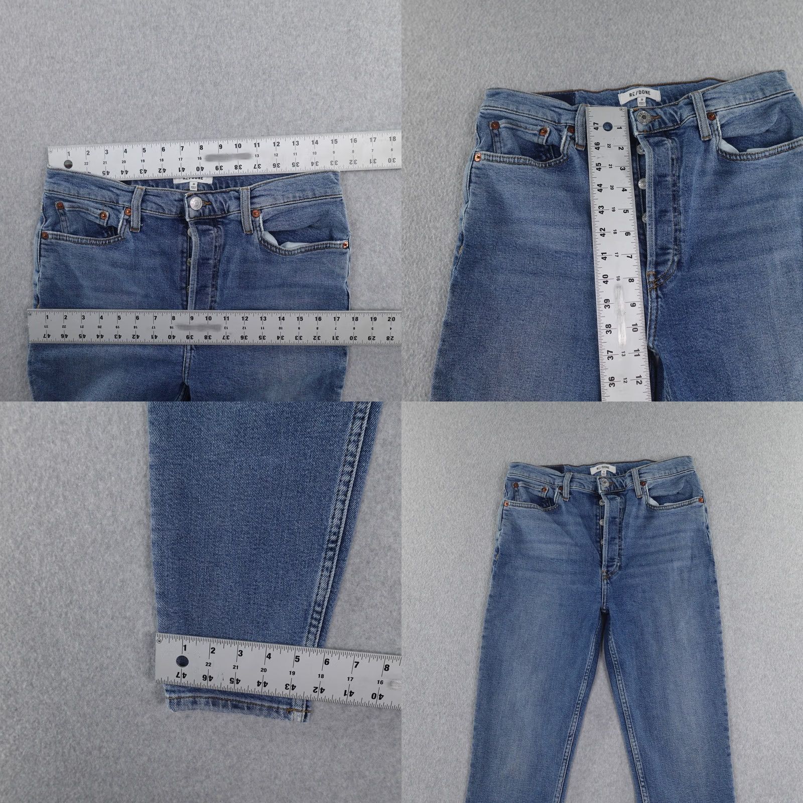 RE/DONE RE/DONE Jeans Womens 30 (30X26) Denim Indigo Blue High Rise Ankle Cropped Jeans Woman 90s Style Jeans Womens Men? Size 30" / US 8 / IT 44 - 8 Thumbnail