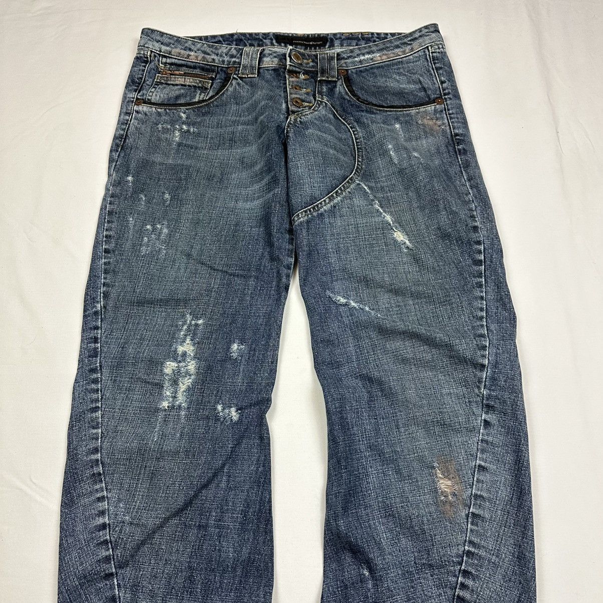 Andrew Mackenzie Andrew Mackenzie Low Waist Distressed Jeans IT48 W33 Size US 33 - 4 Thumbnail