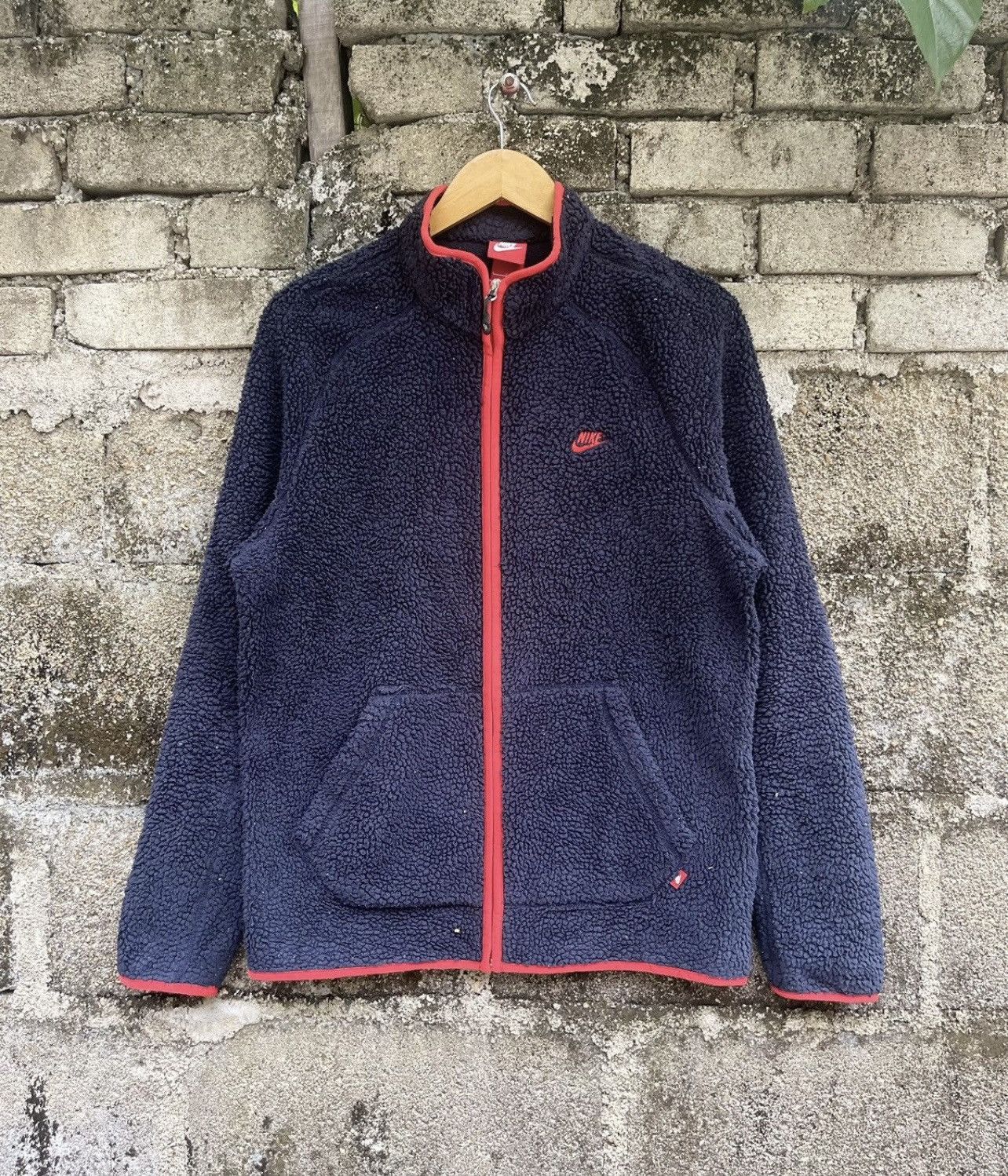 Vintage Nike Fleece Jacket Navy Blue Red Trim Full Zip Size L Size US S / EU 44-46 / 1 - 3 Thumbnail