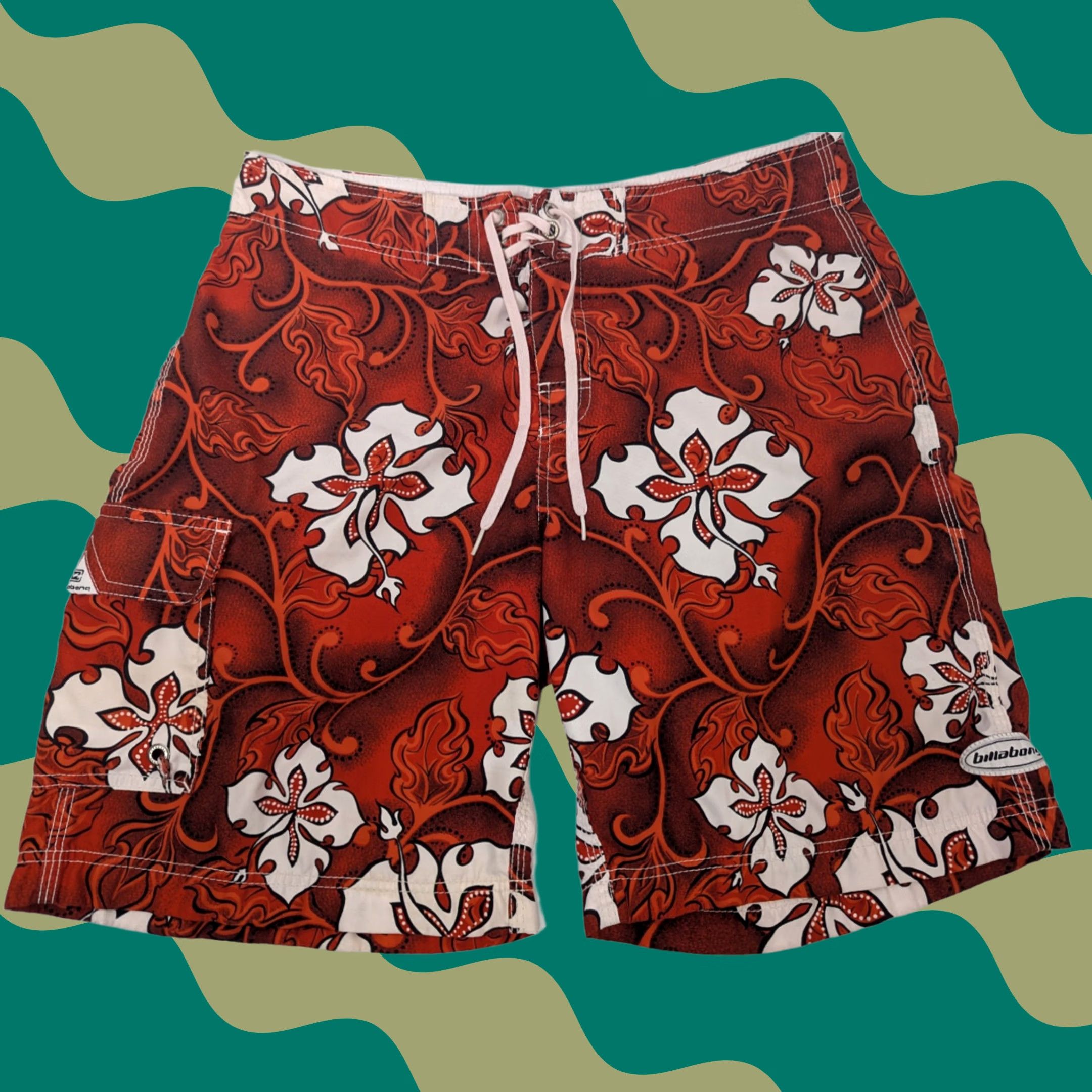 Billabong VINTAGE Billabong Shorts Bottom Men 36 Red Orange Hibiscus floral Board Shorts Size US 36 / EU 52 - 1 Thumbnail
