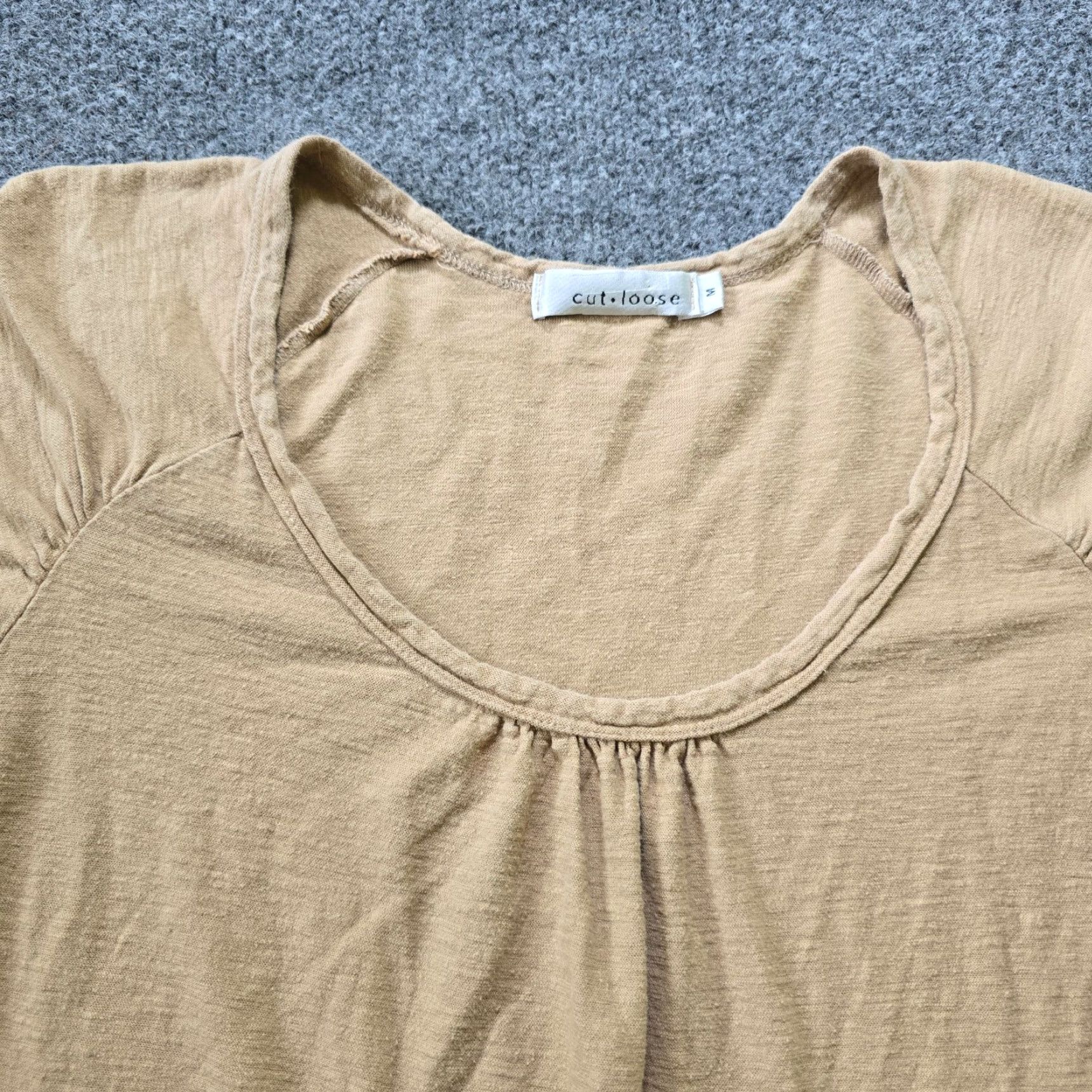 Vintage Cutloose Top Womens Medium Beige Linen Blend Short Sleeve T-Shirt Classic Casual Capsule Women Ladies Mens? (Wait) Size M / US 6-8 / IT 42-44 - 2 Thumbnail