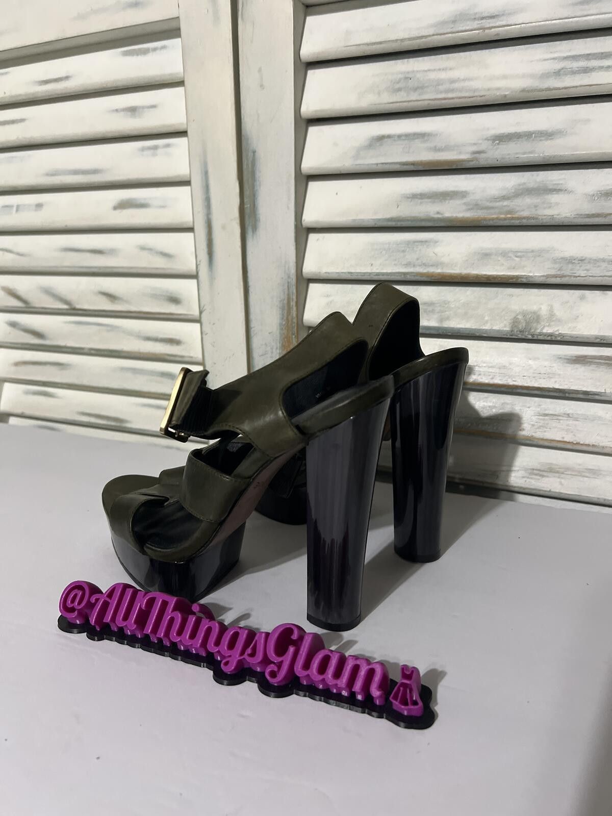 Other Rachel Zoe Olive Green Heel Platform Sandals Buckle Strap 8 Size US 8 / IT 38 - 6 Thumbnail