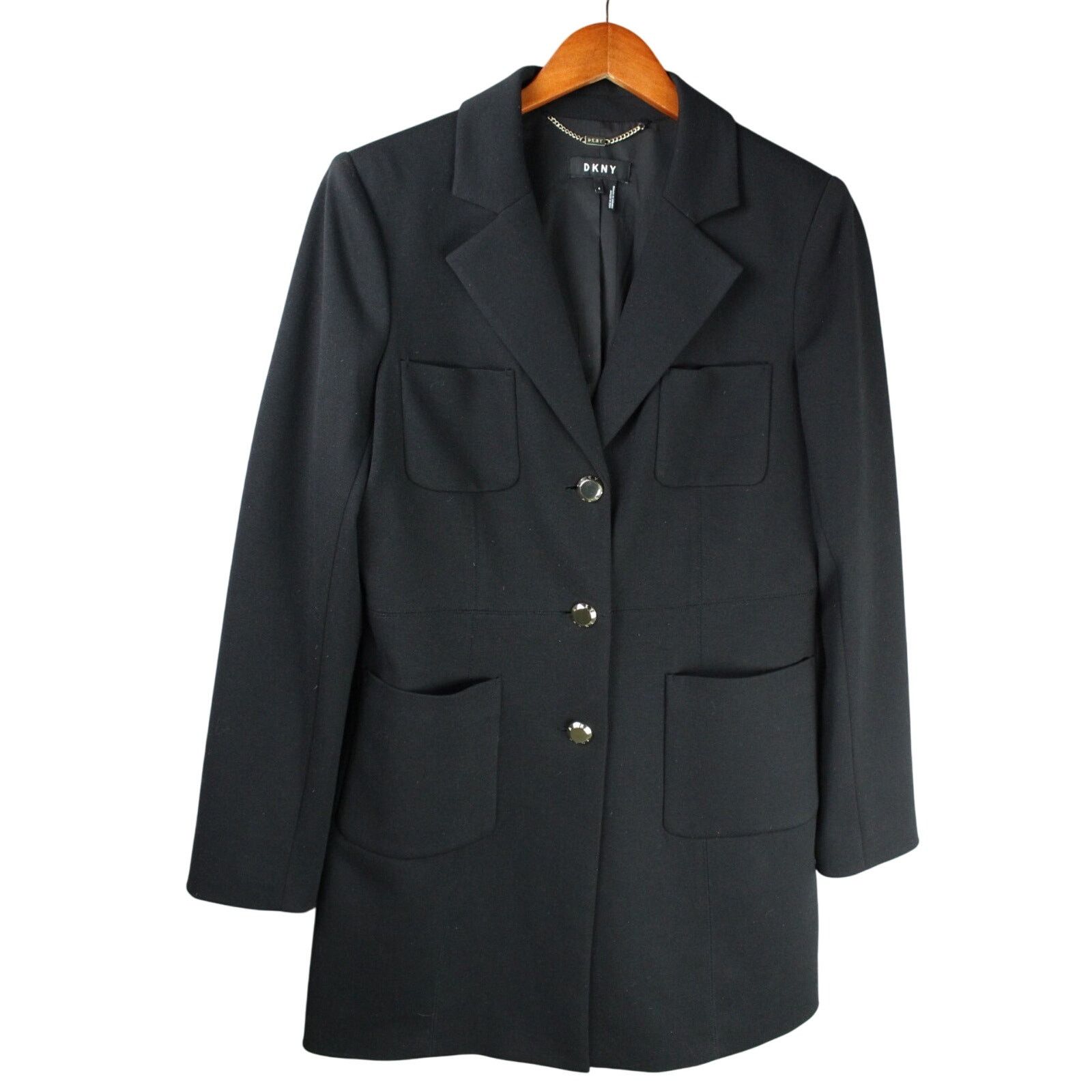 DKNY DKNY Women's Blazer Jacket Black Buttons/Pockets Oversized Size M / US 6-8 / IT 42-44 - 1 Thumbnail